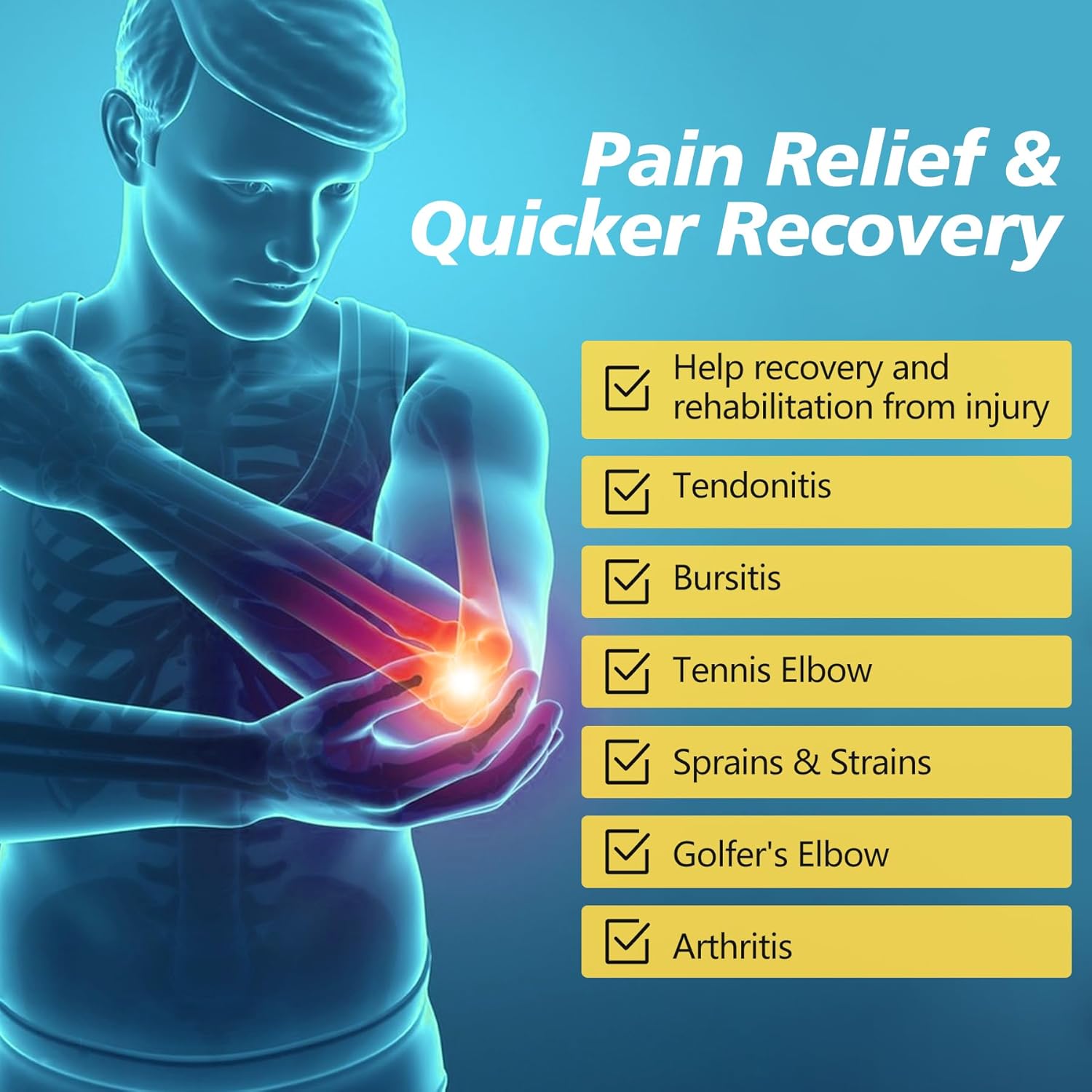 Cozyhealth Elbow Brace, Tennis Compression Sleeve Wrap for Golfers, Bursitis,Tendonitis, Left or Right Arm Tendonitis Support Strap for Golf, Men and Women, Epicondylitis and Sports Recovery Cub - Image 2