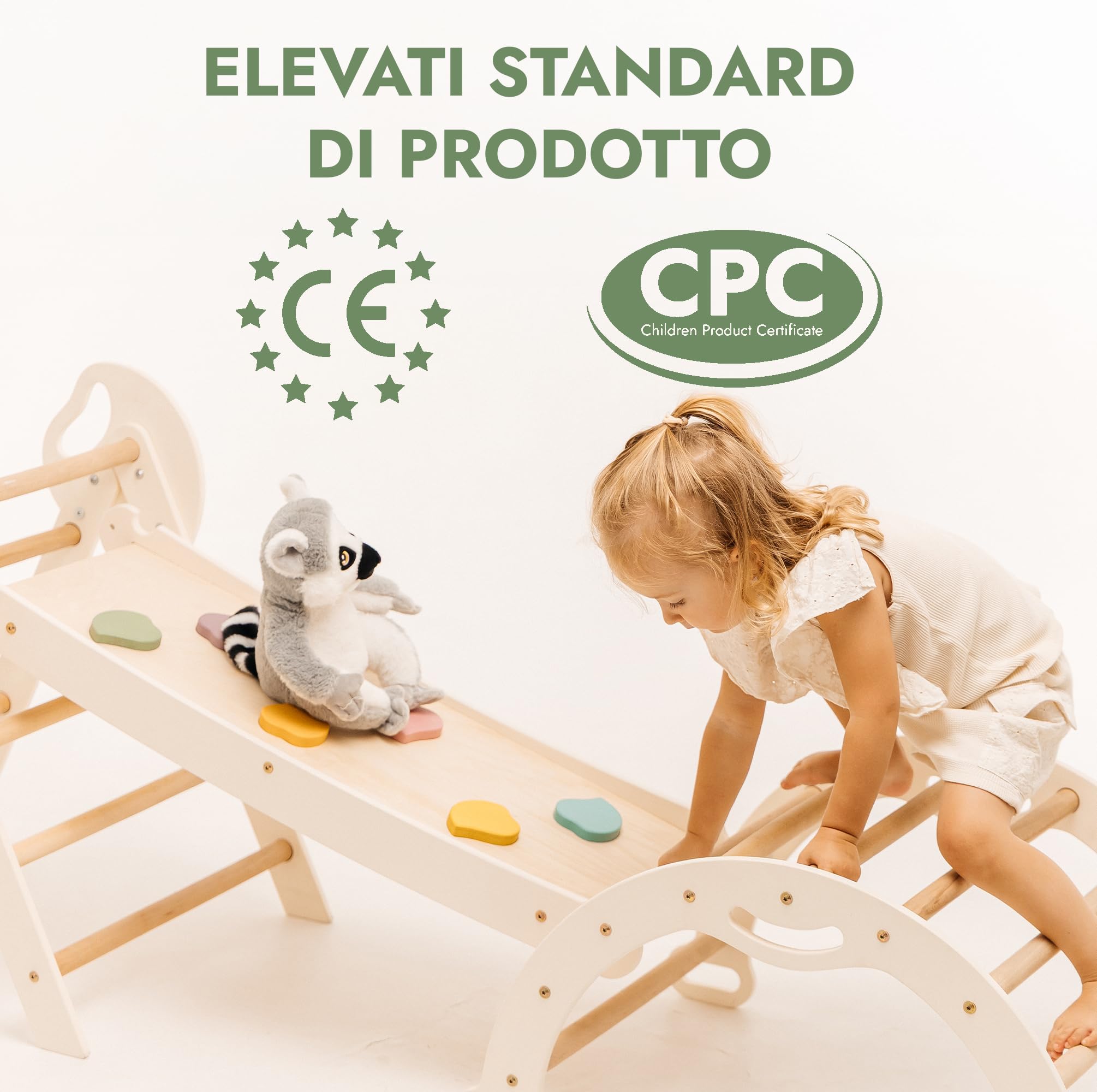 Goodevas Set da Arrampicata Montessori 5 in 1 - Triangolo Indoor, Arco con Cuscino e Scivolo per Bambini, Parco Giochi 1-3 Anni