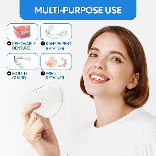 Miniatura 5 de Estuche de almacenamiento de dentaduras  Taza higiénica y protectora para el baño de dentadura  Contenedor de retención dental de ortodoncia apto
