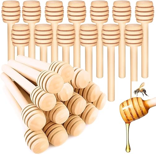 Gloriec 40 Pcs Honey Dipper Sticks - Wooden Honey Dipper- 3 Inch Mini Wooden Honeycomb Sticks, Honey Stirrer Stick For Honey Jar Dispense Drizzle Honey and Wedding Party Favors Gift