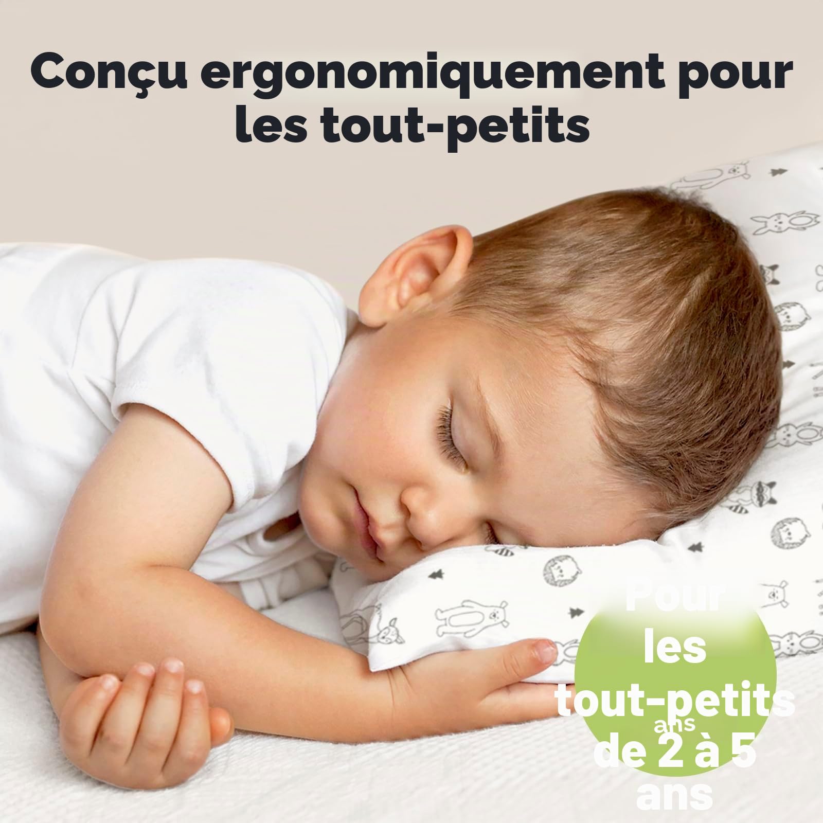 Oreiller pour tout-petit en coton bio doux lavable en machine KeaFriends