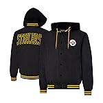 Ultra Game Adults NFL Official Hooded Bomber Satin Jacket, Pittsburgh Steelers, Team Color, Large