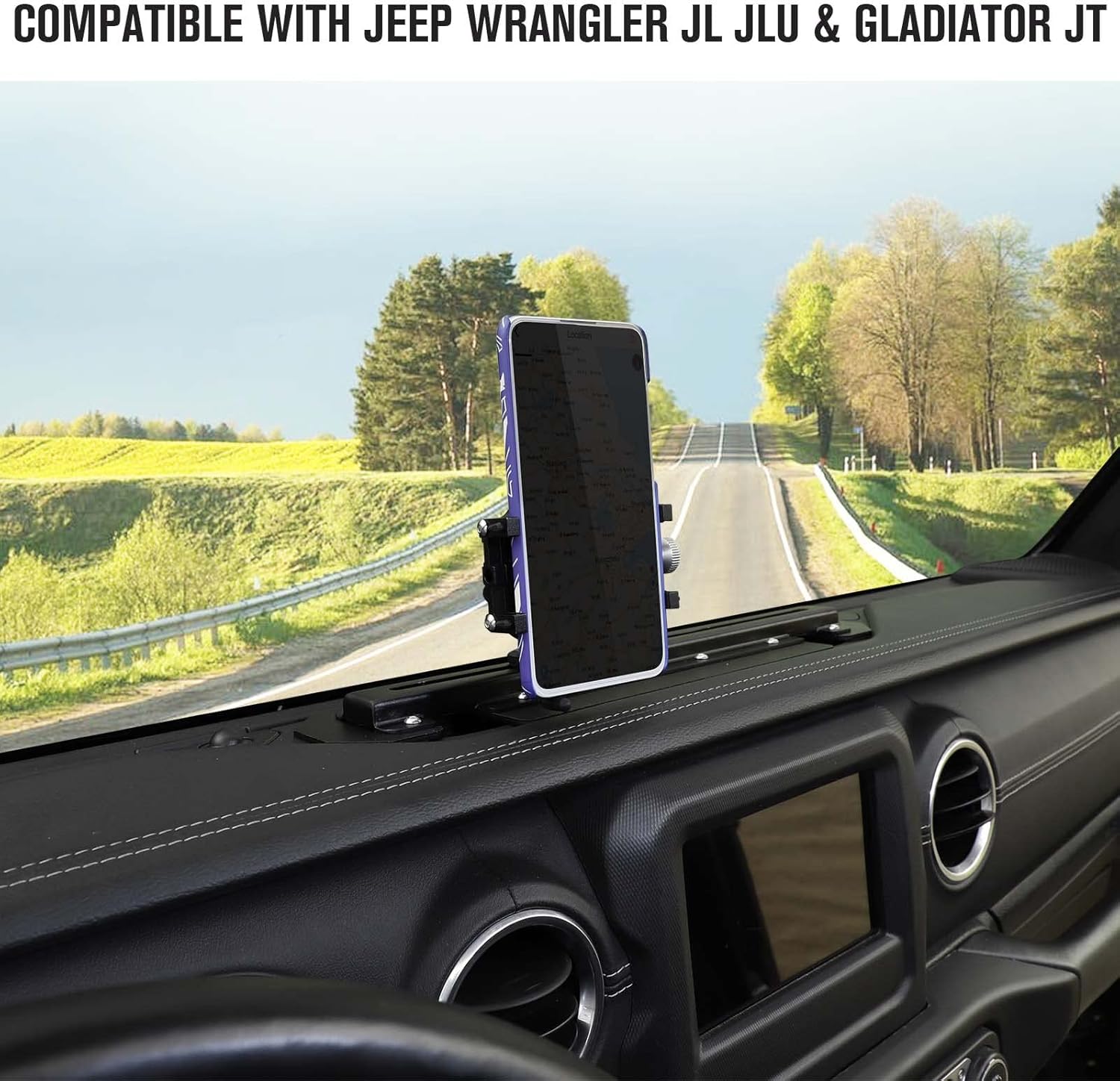 Jimen Cell Phone Holder Dash Mount Compatible with Jeep Wrangler JL JLU Gladiator JT 2018-2023