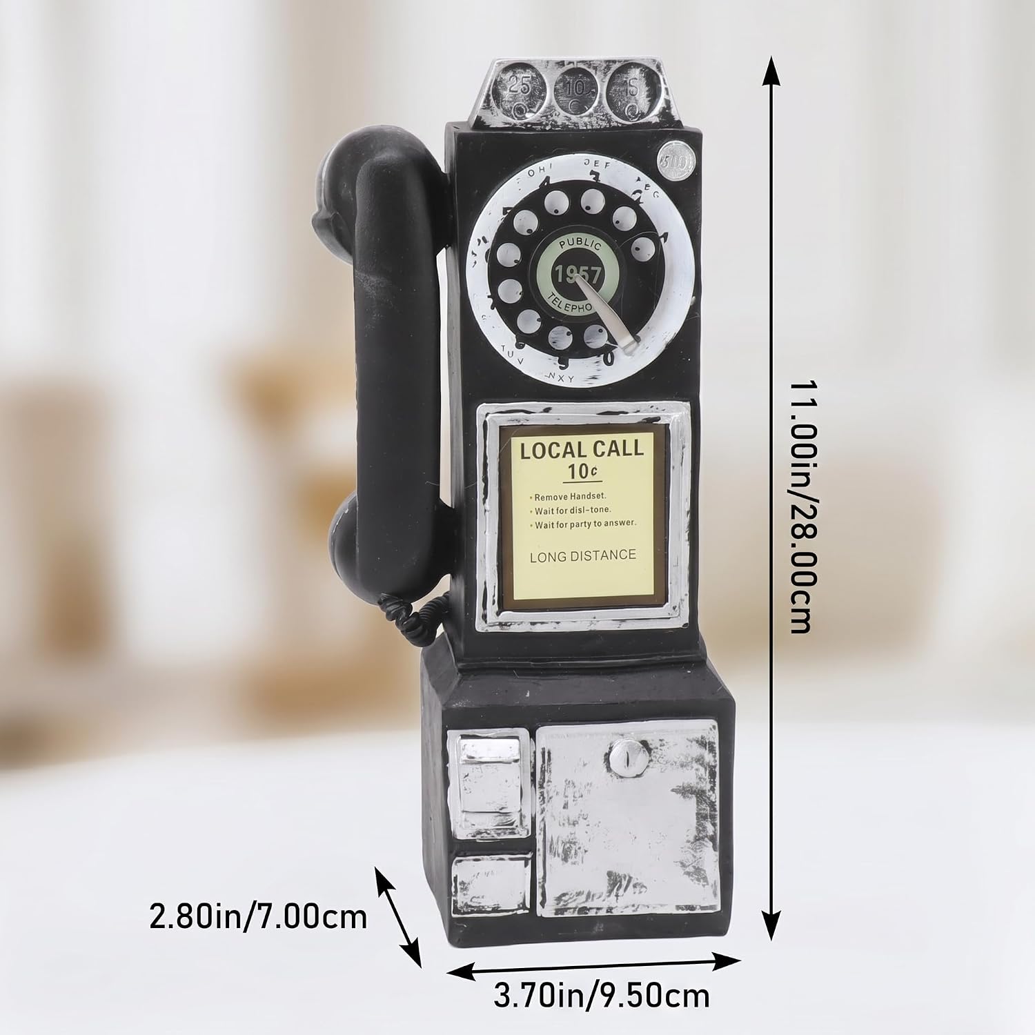 Keenso Retro Phone Model Decoration for Public Places, Exquisitely Crafted Vintage Telephone Decor for Seniors (Black)