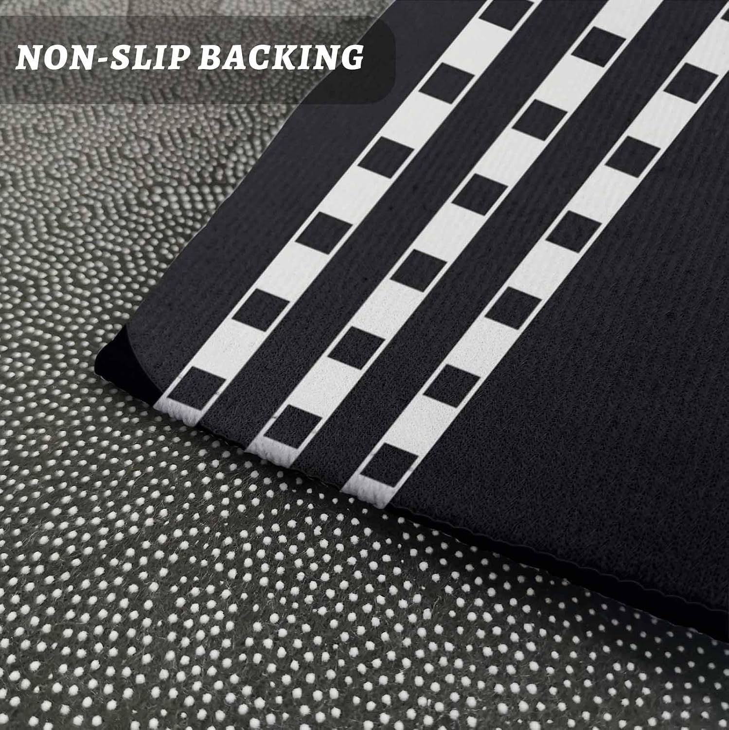 Kitchen Mats for Floor Modern Minimalist Diamond Washable Non Slip Kitchen Rugs 1PCS, Abstract Black White Geometric Style Absorbent Standing Mats for Sink Bathroom Office Living Room 23.6x70.9in