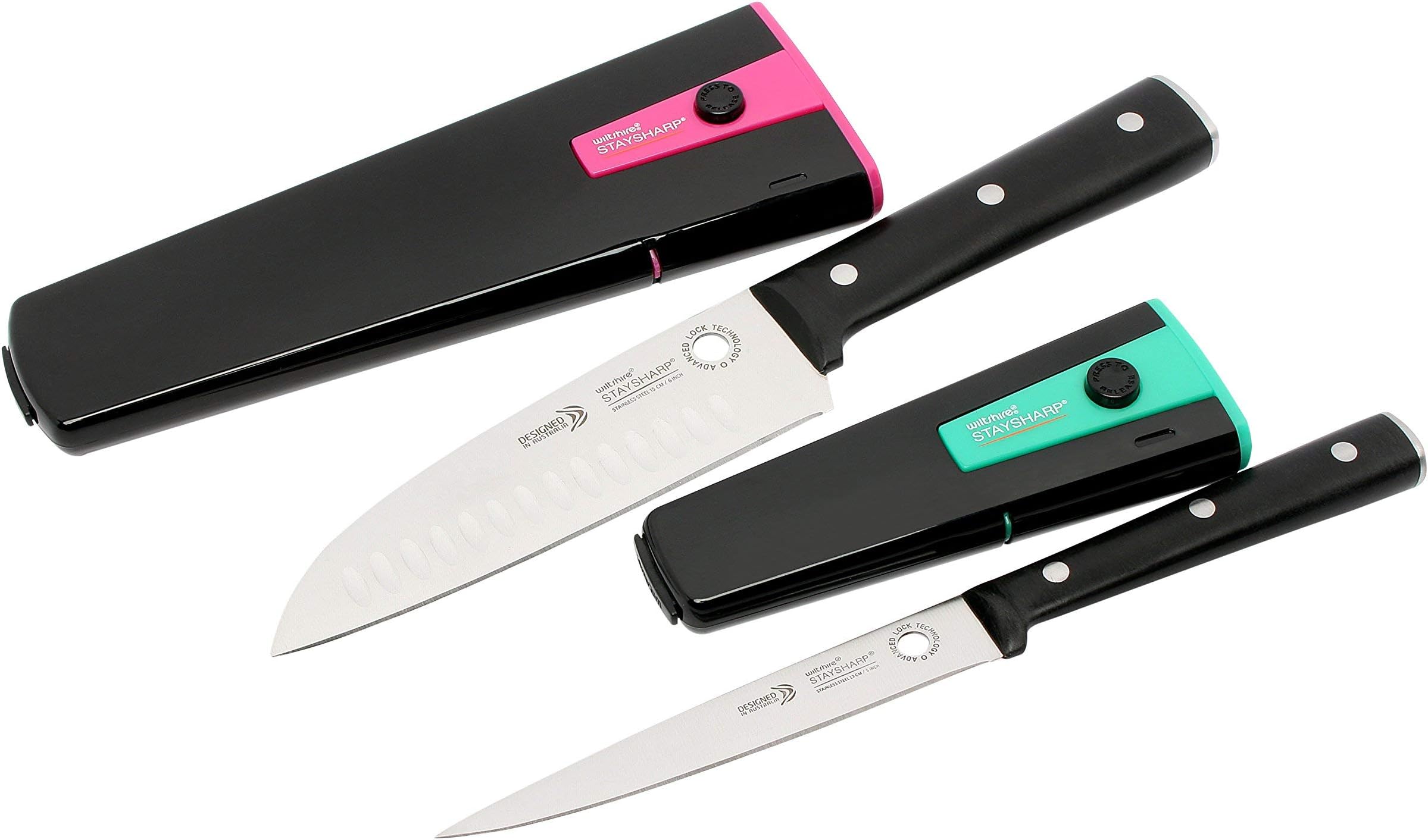 Staysharp Self-Sharpening Santoku & Utility Knife 2 Piece Set - 10 Year Guarantee