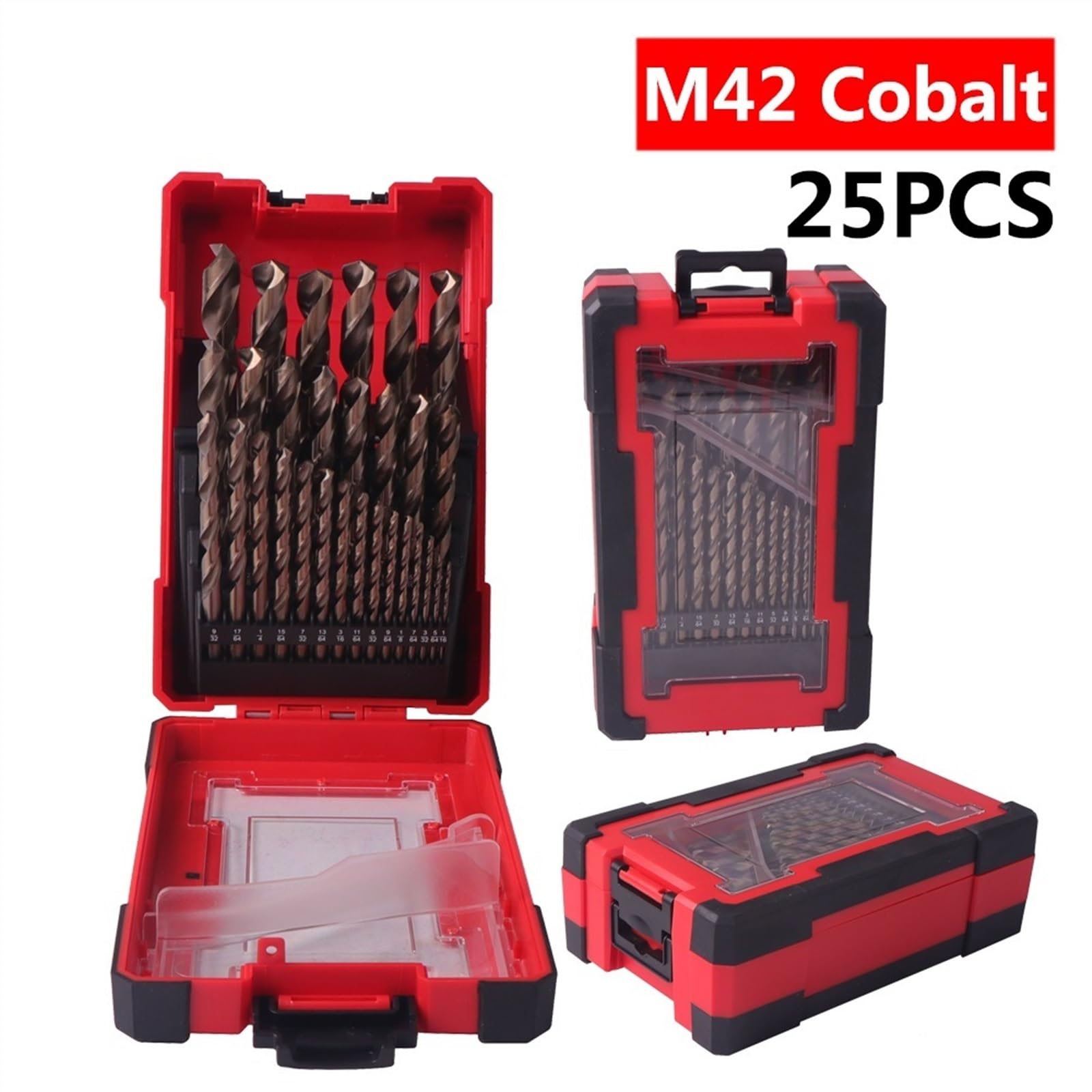 Juego de brocas de cobalto M42 de 19/25 piezas for brocas de acero inoxidable de Metal endurecido, accesorios de herramientas eléctricas(25PCS(1-13MM))