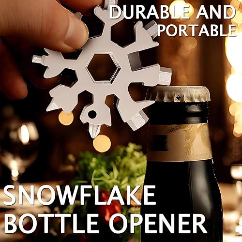 Miniatura 3 de AKOAK 1 paquete de 1 llave de copo de nieve 18 en 1 con abridor de copos de nieve de acero inoxidable/kit de destornilladores Phillips/llave EDC