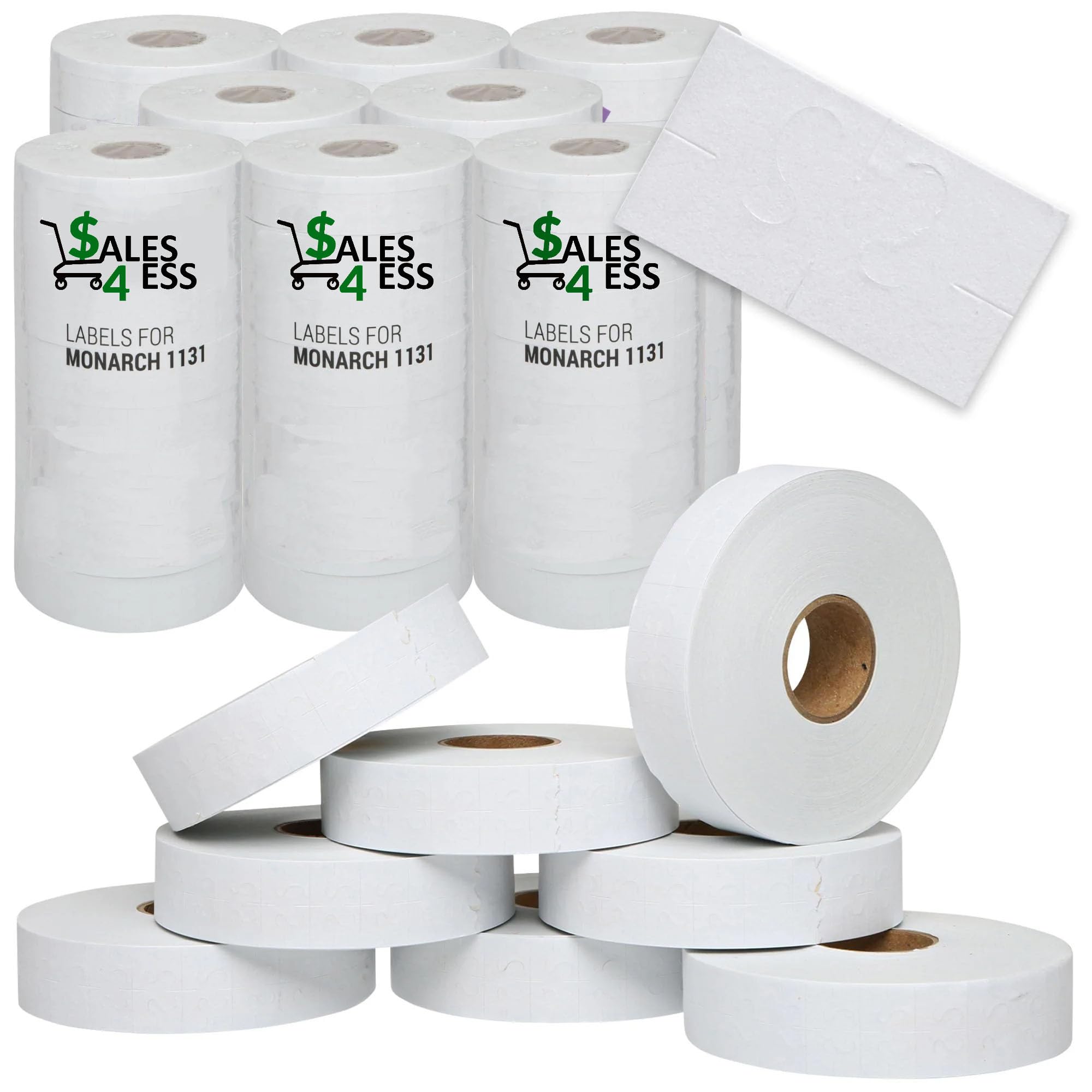 Sales4Less White Pricing Labels -8 Sleeve, 64 Rolls, 160,000 for Monarch 1131 Price Gun Price Marking Labels - with Ink Roll Included
