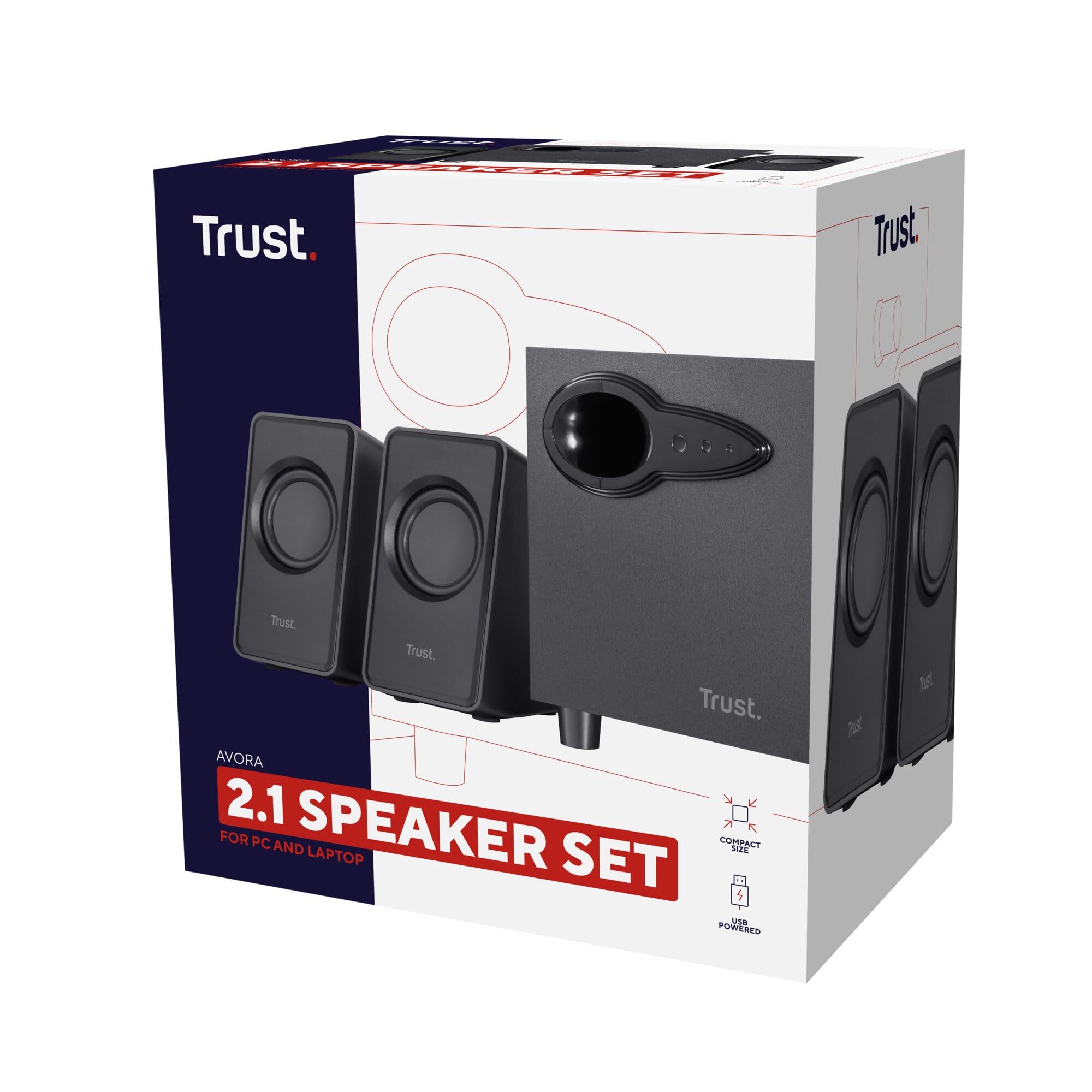 Trust Avora 2.1 20442 Głośniki Komputerowe, 18 W, Czarny