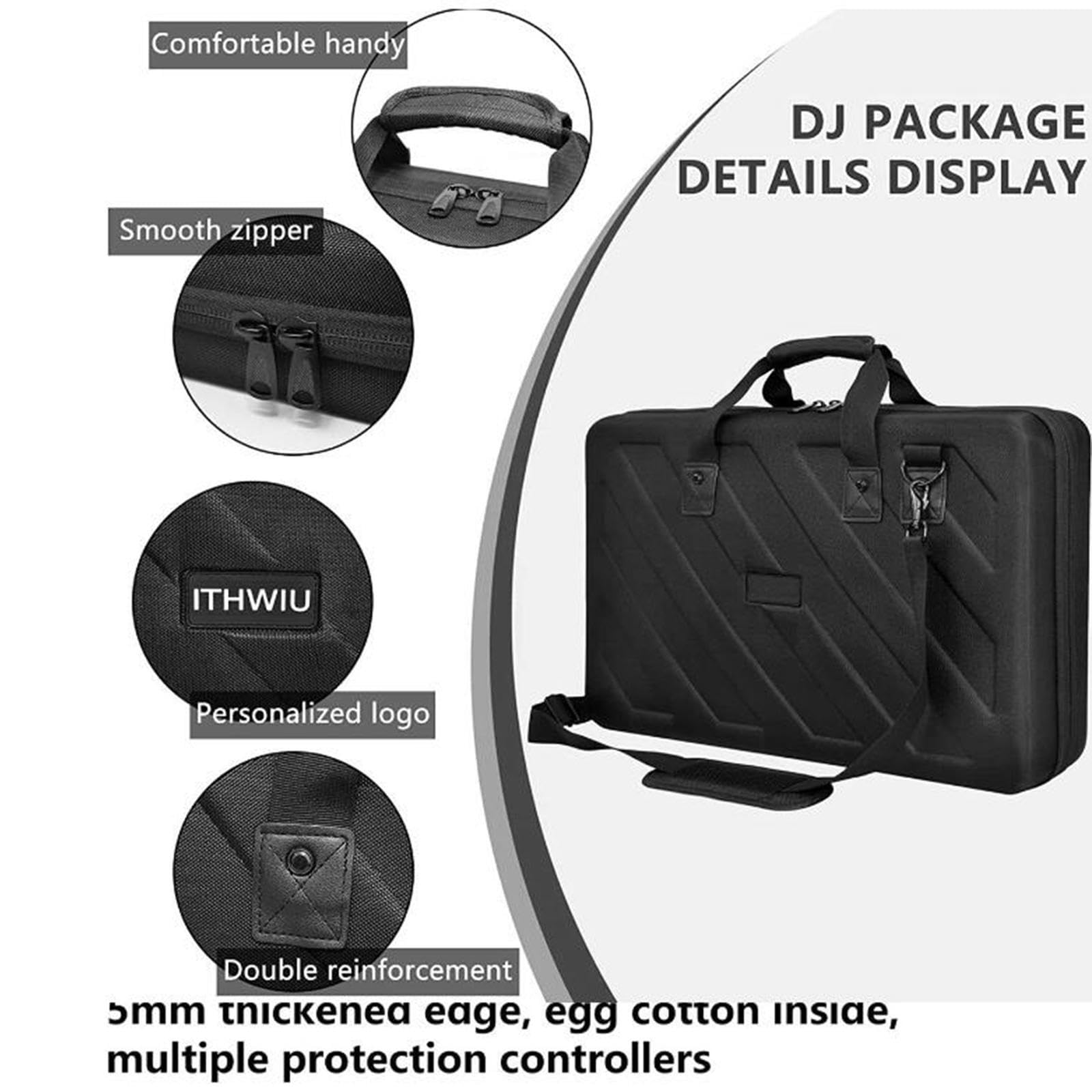 Bolsa de mano portátil, organizador de equipo de DJ, estuche rígido de EVA para controlador de DJ, cierre de cremallera a prueba de golpes para