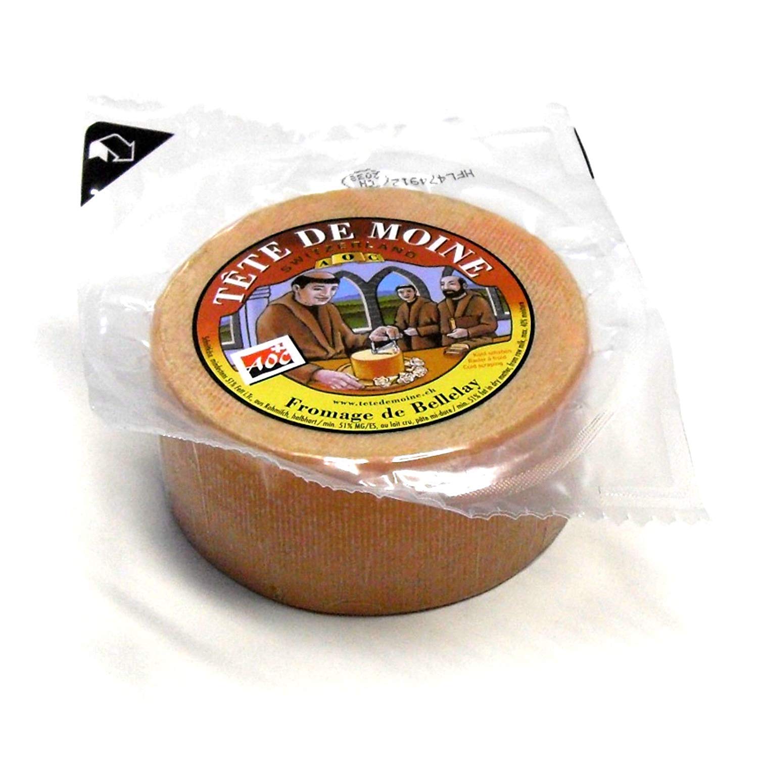 Girolle Schweizer Käsehobel Tradition mit Haube und Halber Laib Tete de Moine Käse