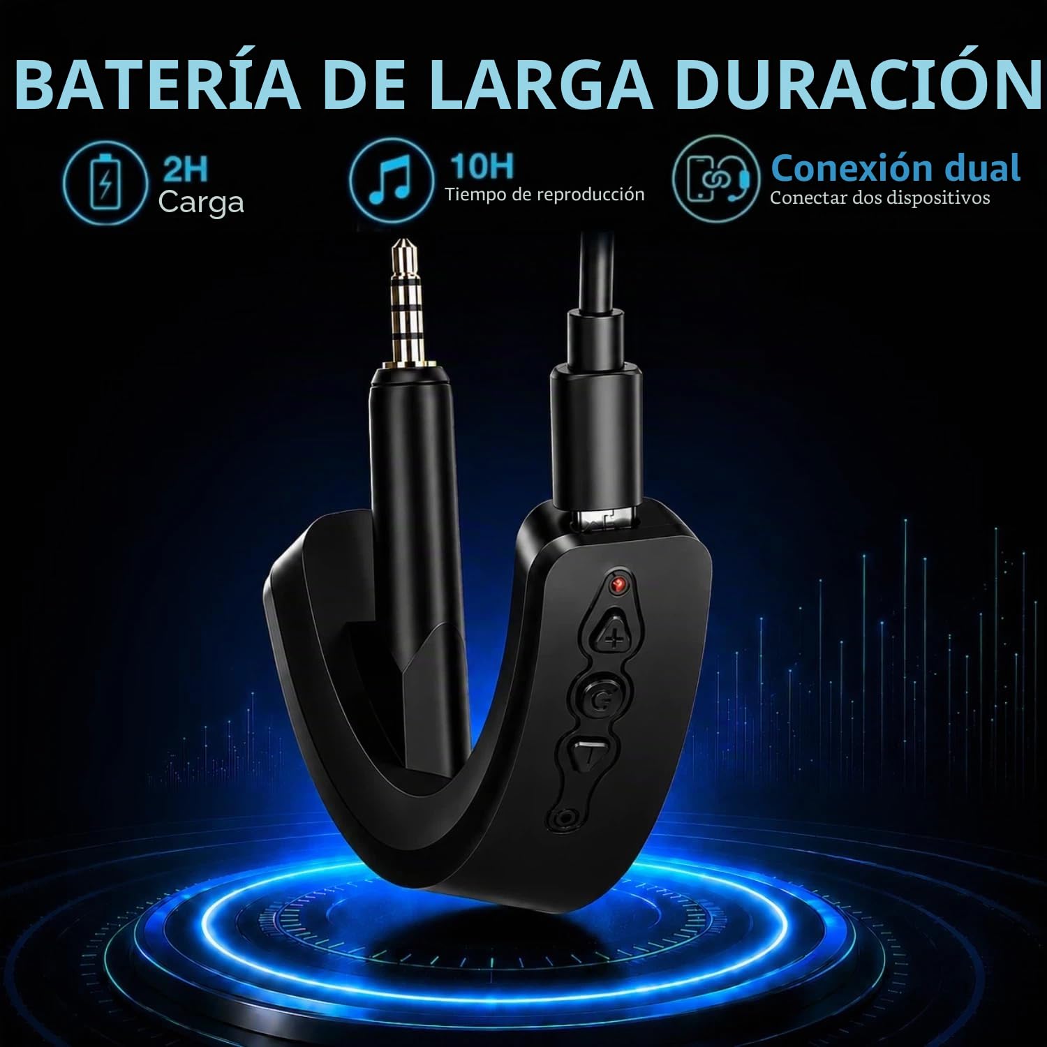 aptX - Adaptador inalámbrico Bluetooth 5.0 para Bose QuietComfort QC 15 y QC 2 con micrófono/control de volumen, color negro