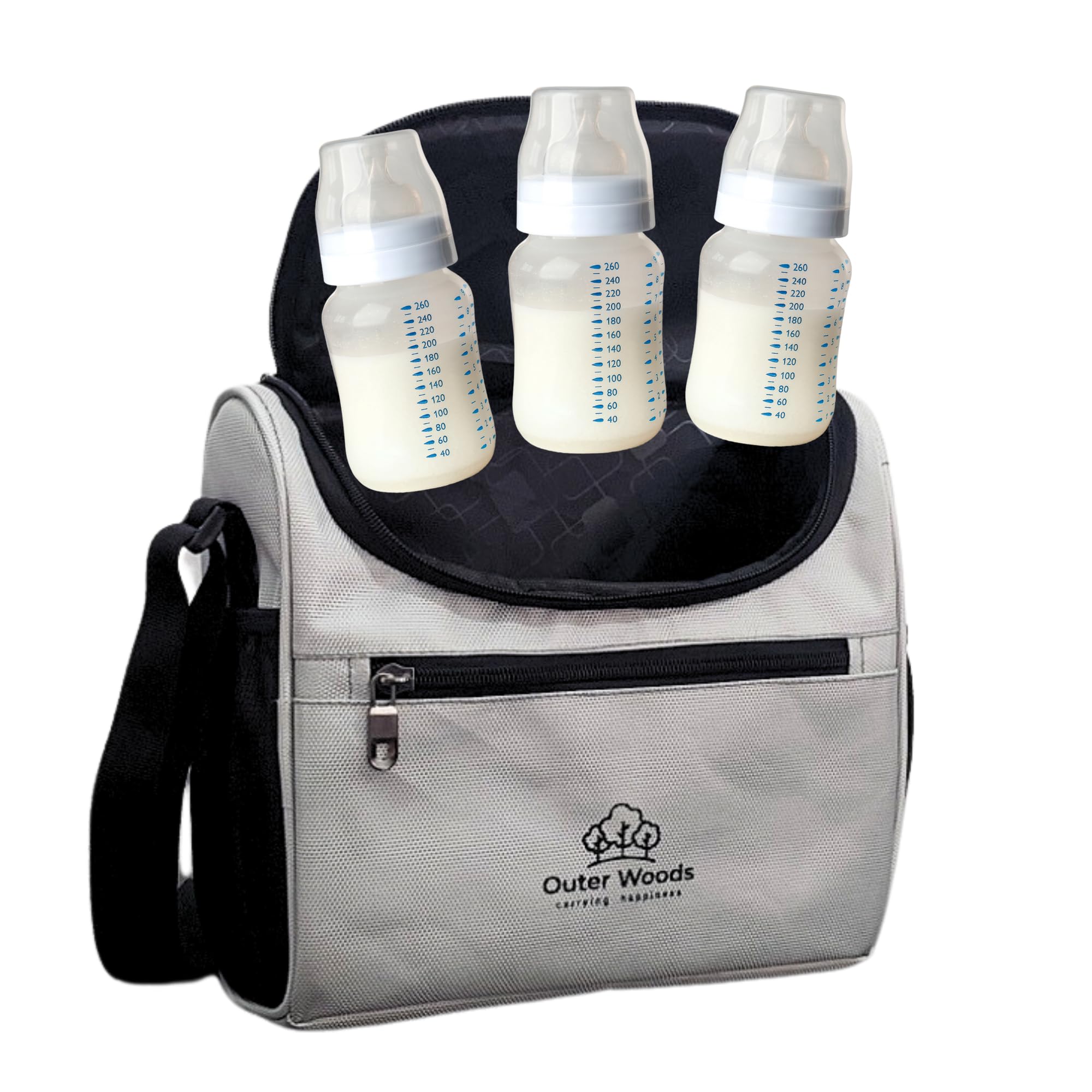 Outer Woods Insulated Breast Milk Cooler Bag with 4 Units of Ice Gel Packs | Keep Milk and Food Cool for 6 to 8 Hours | Thermal Insulated Baby Travel Bag (Silver)-image-9