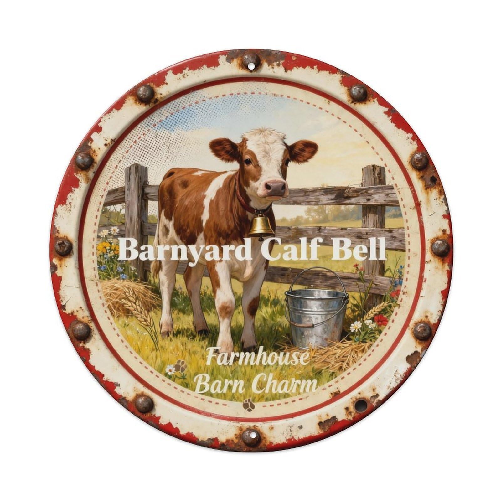 Barnyard Calf Bell Metal Tin Sign Plaque
