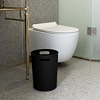 Vista 5 de Paquete de 4 cubos de basura pequeños para baño, 3 galones/12 litros, contenedor de basura redondo de plástico para dormitorio, oficina, color negro.