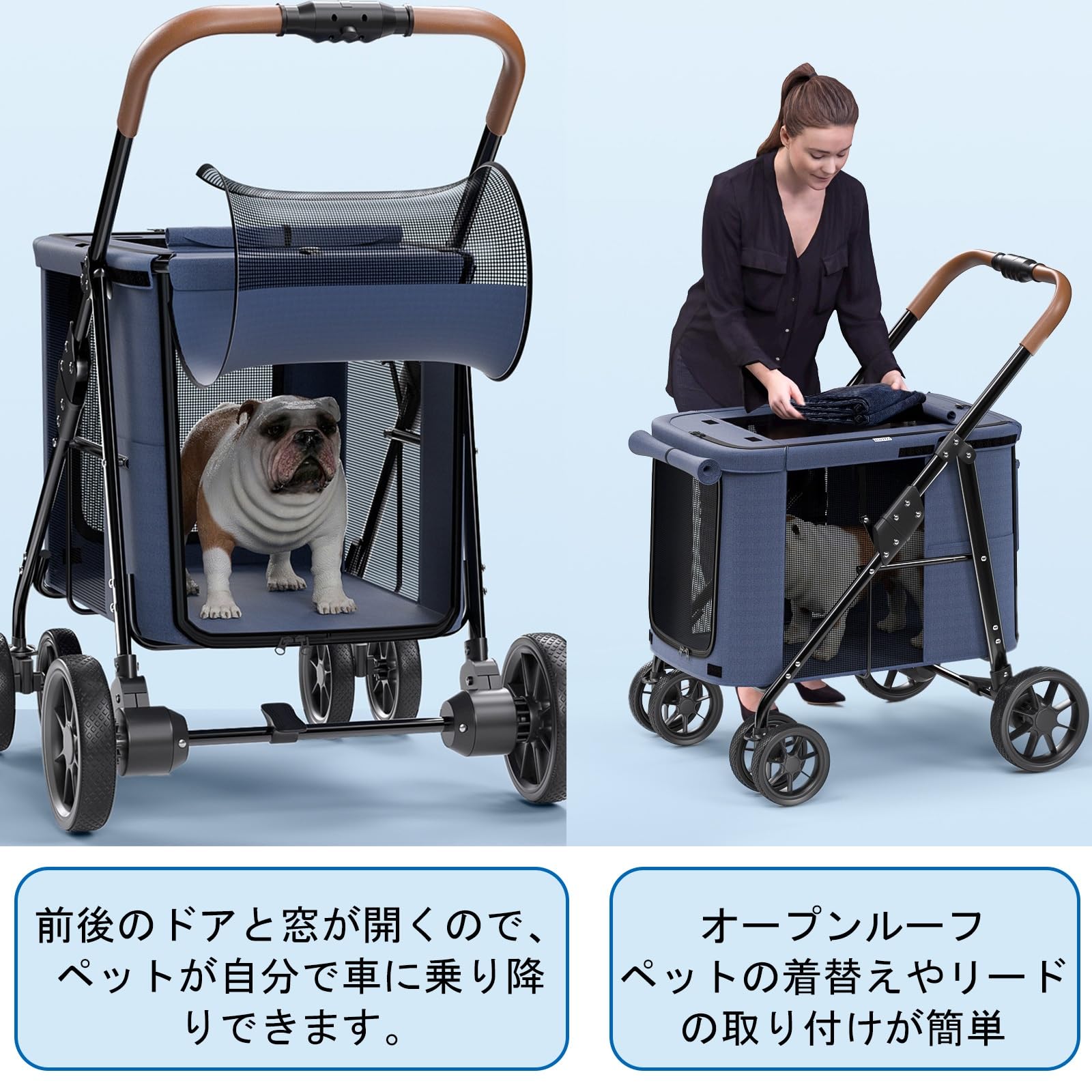 Amazon.co.jp: YMILGENT ペットカート 大型犬カート 折りたたみ式 多頭