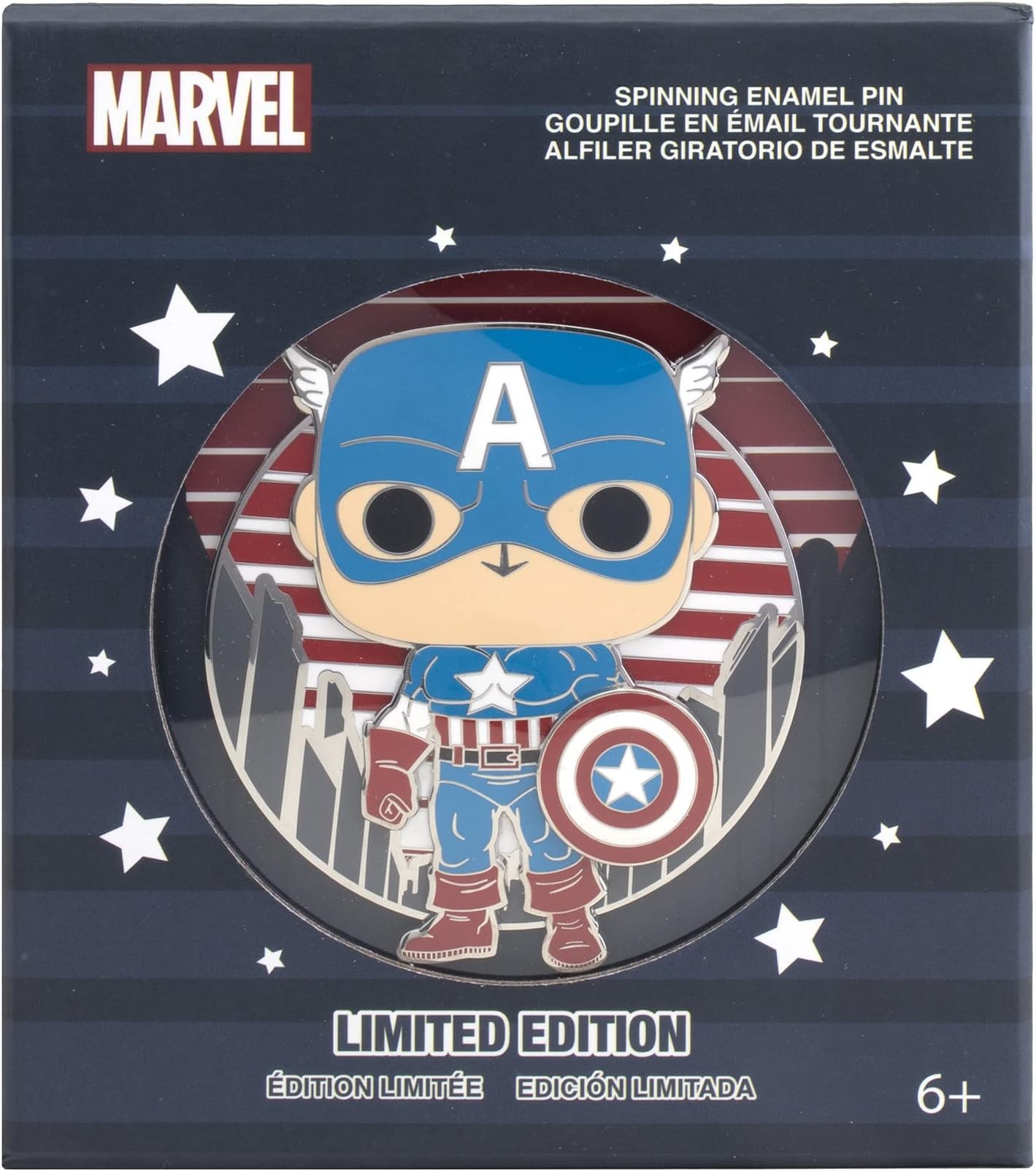 LoungeflyLoungefly: Marvel Avengers - Captain America 3" Collectors Pin, Amazon Exclusive,Multicolor,MVPN0142