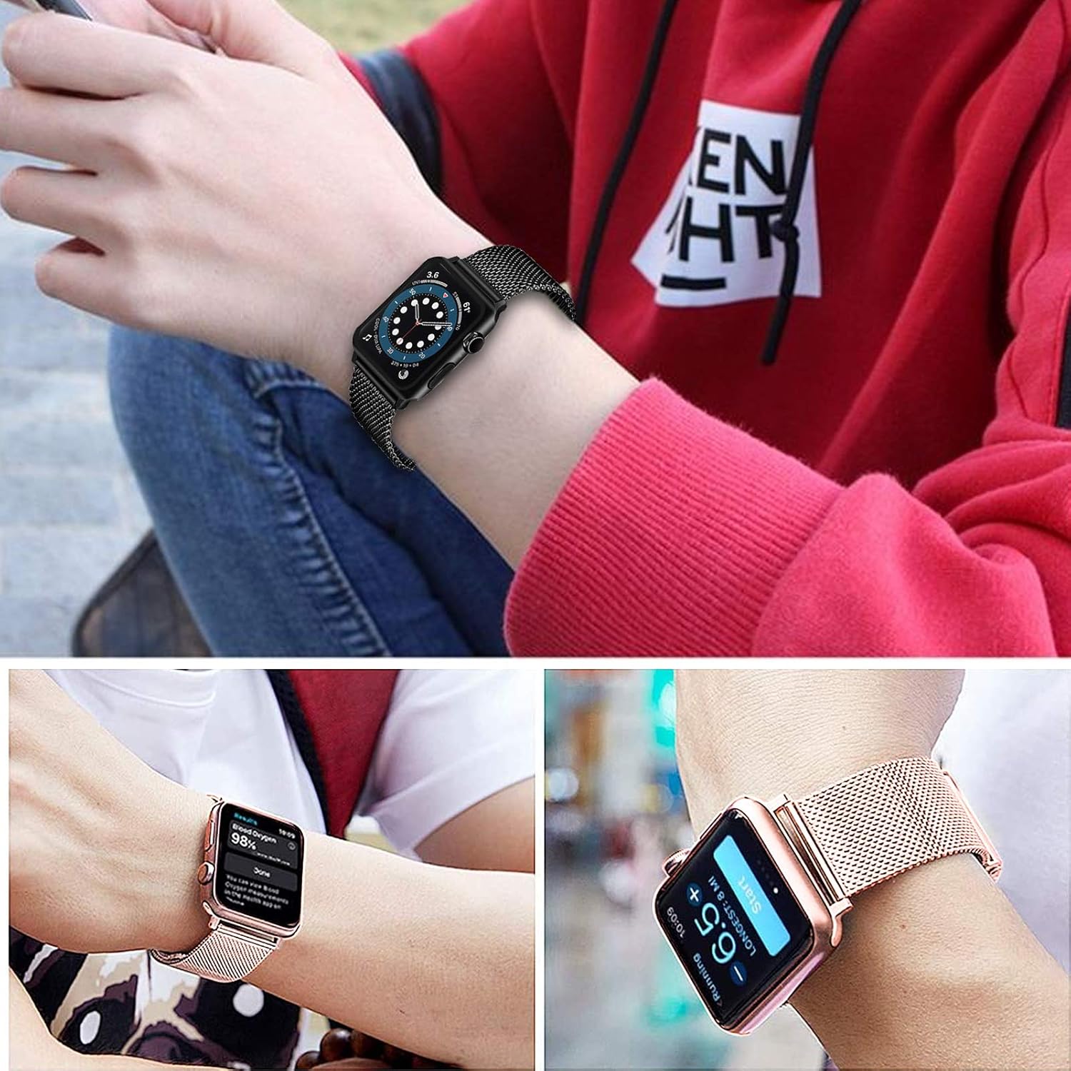 Bеѕt Sеllеr 2 Pack Bands Compatible with Apple Watch Band 38mm 40mm 42mm 44mm with Case Women Men,Stainless Steel Mesh Sport Replacement Wristband Strap with Protective Case for iWatch Series 6/5/4/3/2/1/SE Nеw Prоduсt 2 Pack Bands Compatible with Apple Watch Band 38mm 40mm 42mm 44mm with Case Women Men,Stainless Steel Mesh Sport Replacement Wristband Strap with Protective Case for iWatch Series 6/5/4/3/2/1/SE