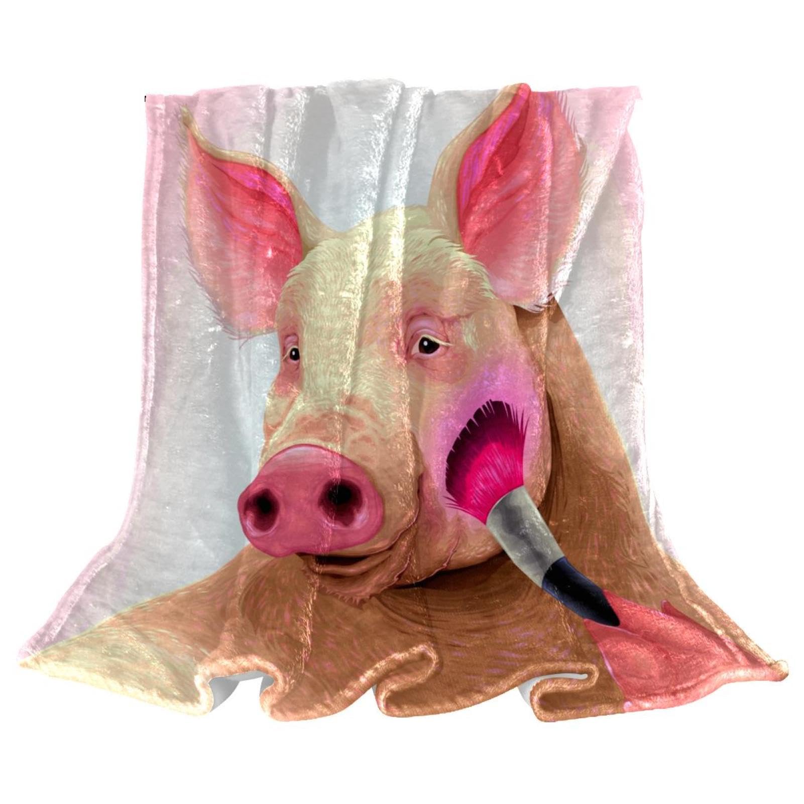 Couverture polaire cochon 150x130cm : plaid microfibre chaud pour canapé et lit enfant