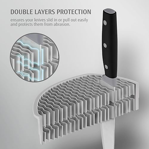 Miniatura 4 de hecef Juego de cuchillos de cocina de 6 piezas con bloque universal de cuchillos, hoja de acero inoxidable con mango de triple remache, juego de
