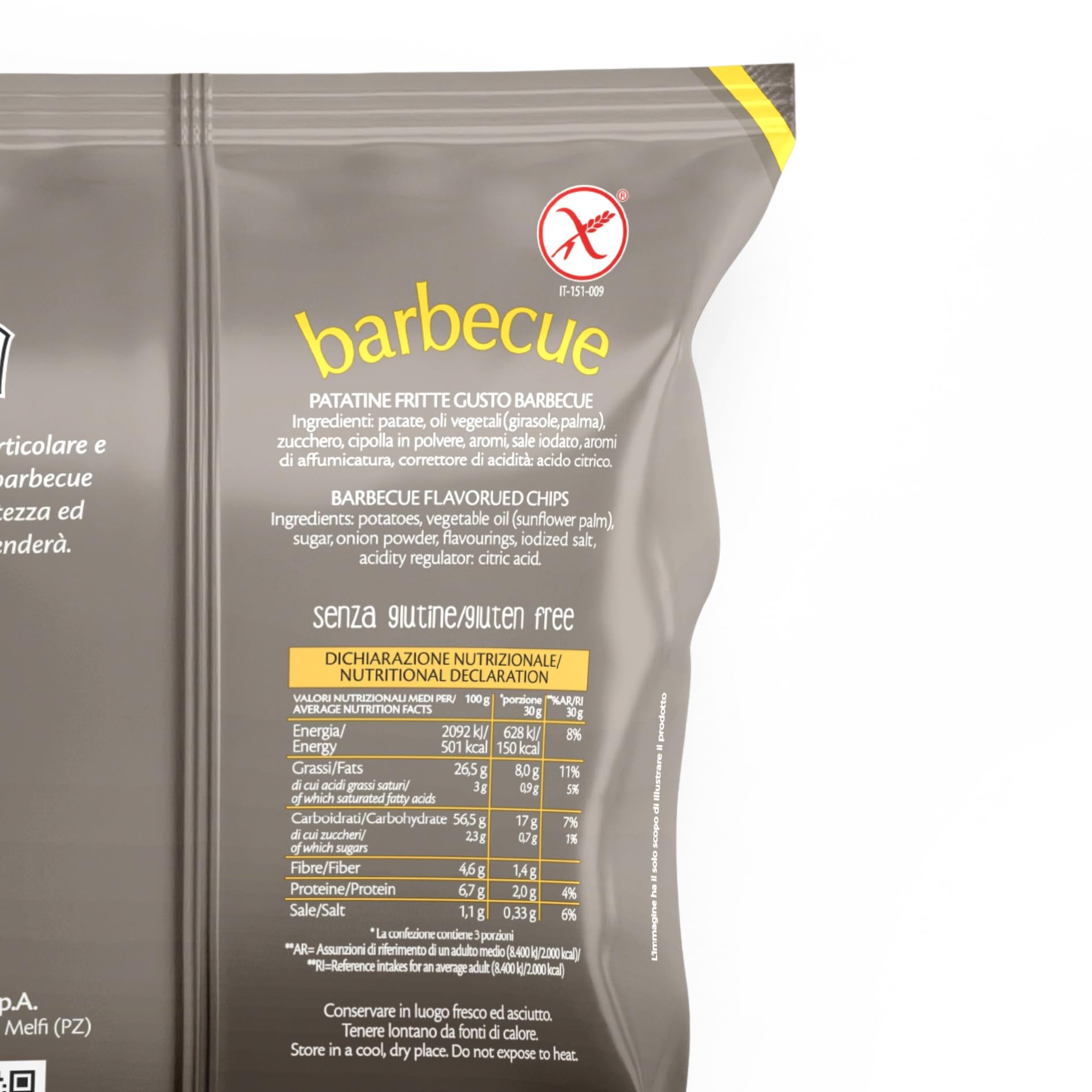 Salati Preziosi | Patatine Barbecue, con sale iodato, snack senza glutine, preparate con olio di semi di girasole, 20 pezzi x 110g