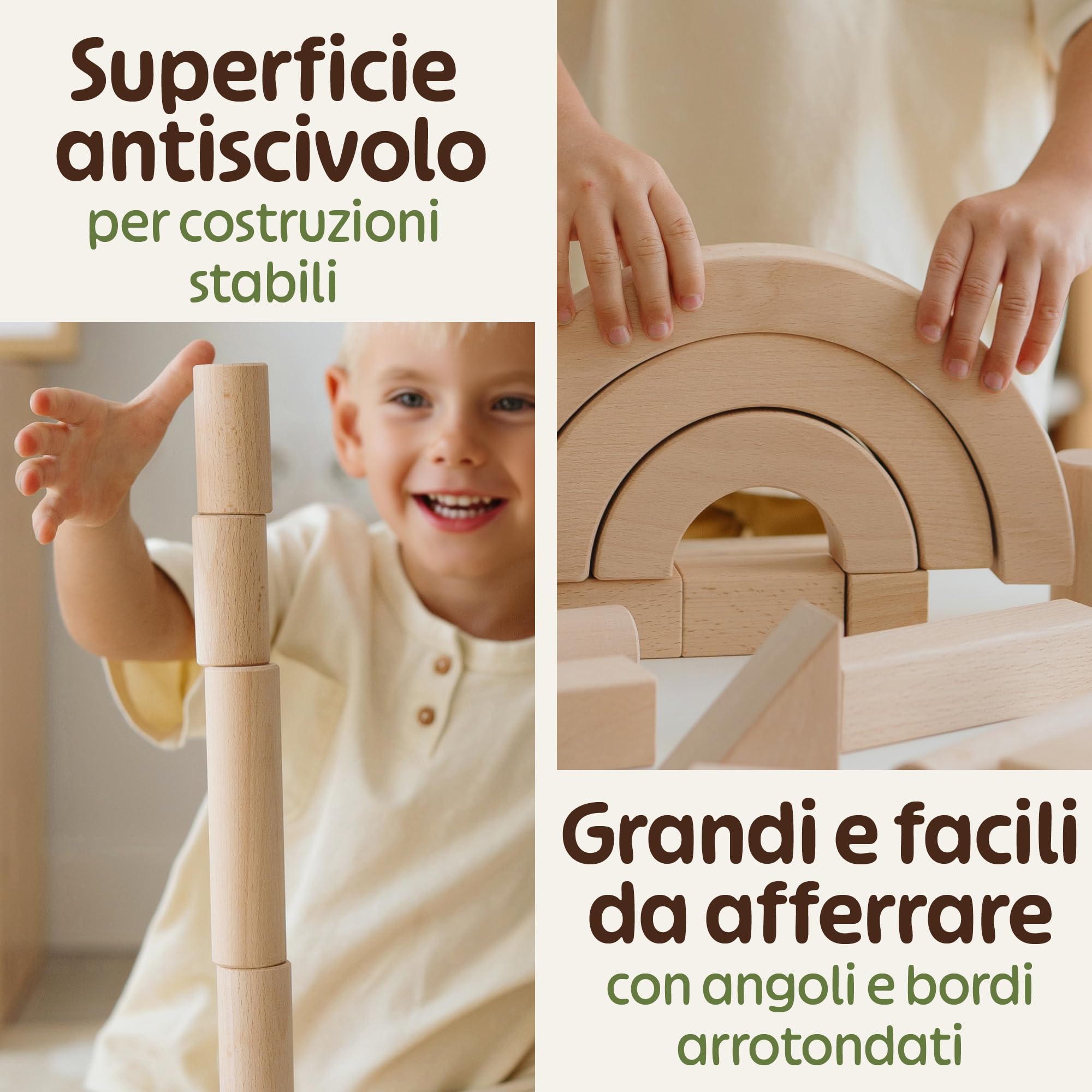 Blocchi Costruzioni per Bambini 2 Anni, Costruzioni Legno Bambini, Set Arco | Blocchi di Legno 100% FSC, Mattoncini Costruzioni Grandi per Bambini 2 Anni, Mattoncini Legno, Costruzioni per Bambini 3 Anni