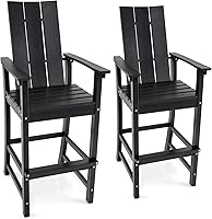 Vista 20 de Giantex Silla Adirondack de 52 pulgadas de alto, taburete de bar de polietileno de alta densidad para exteriores con respaldo ergonómico