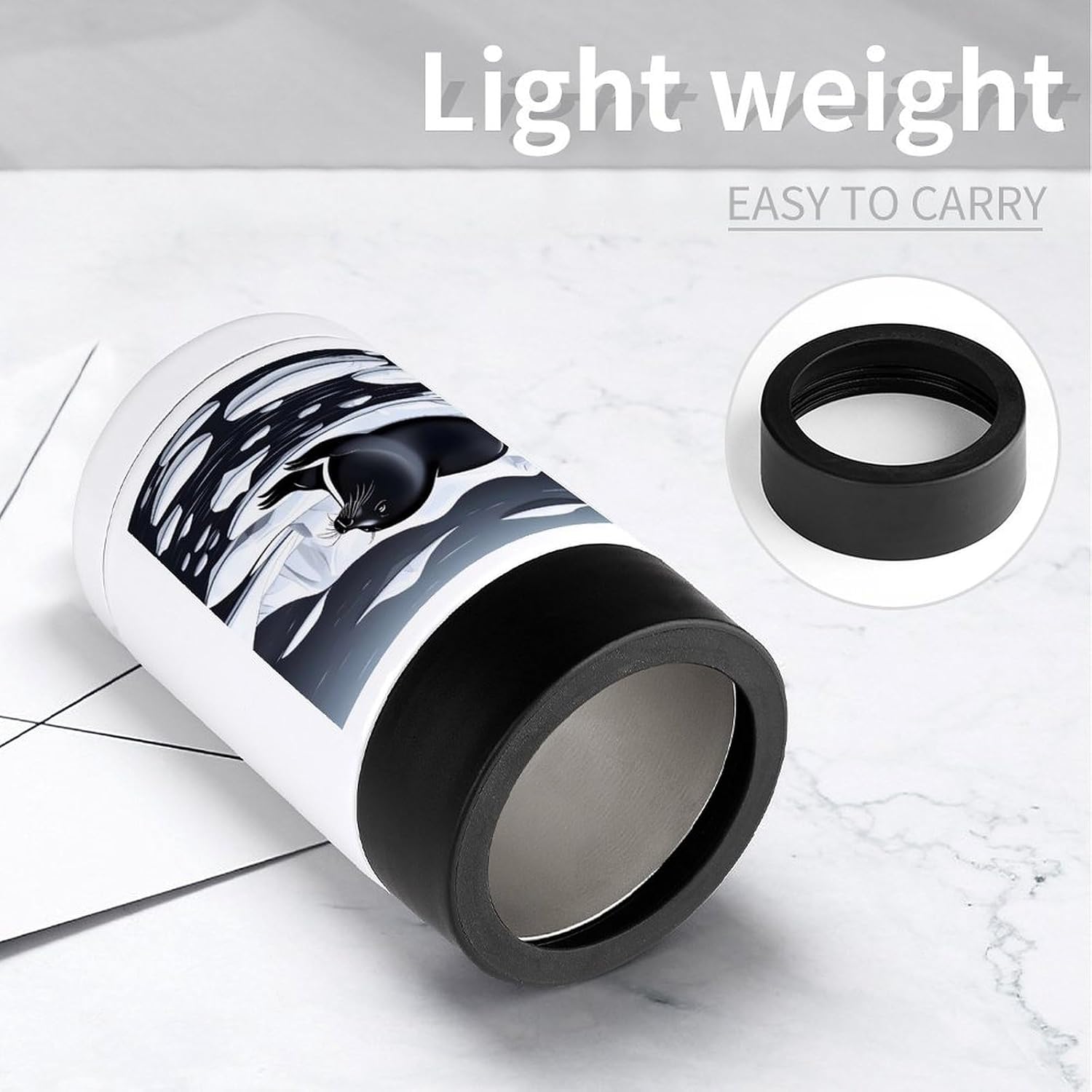 Stainless Steel Beverage Cooler with Silicone Sleeve, Seals on Ice Print Multipurpose Drink Chiller for Home, Office, and Outdoor Use image 4