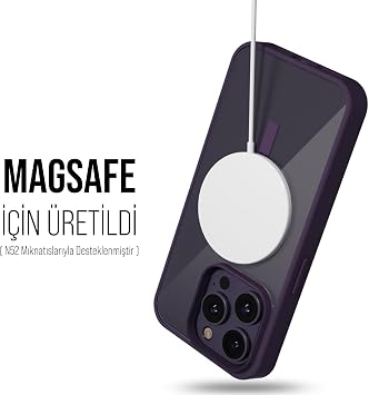 Babilden iPhone 11 Pro Max İçin Kılıf Kamera Korumalı Magsafe İle Uyumlu Kablosuz Şarj Özellikli Şeffaf Renkli Telefon Kılıfı (Mor)