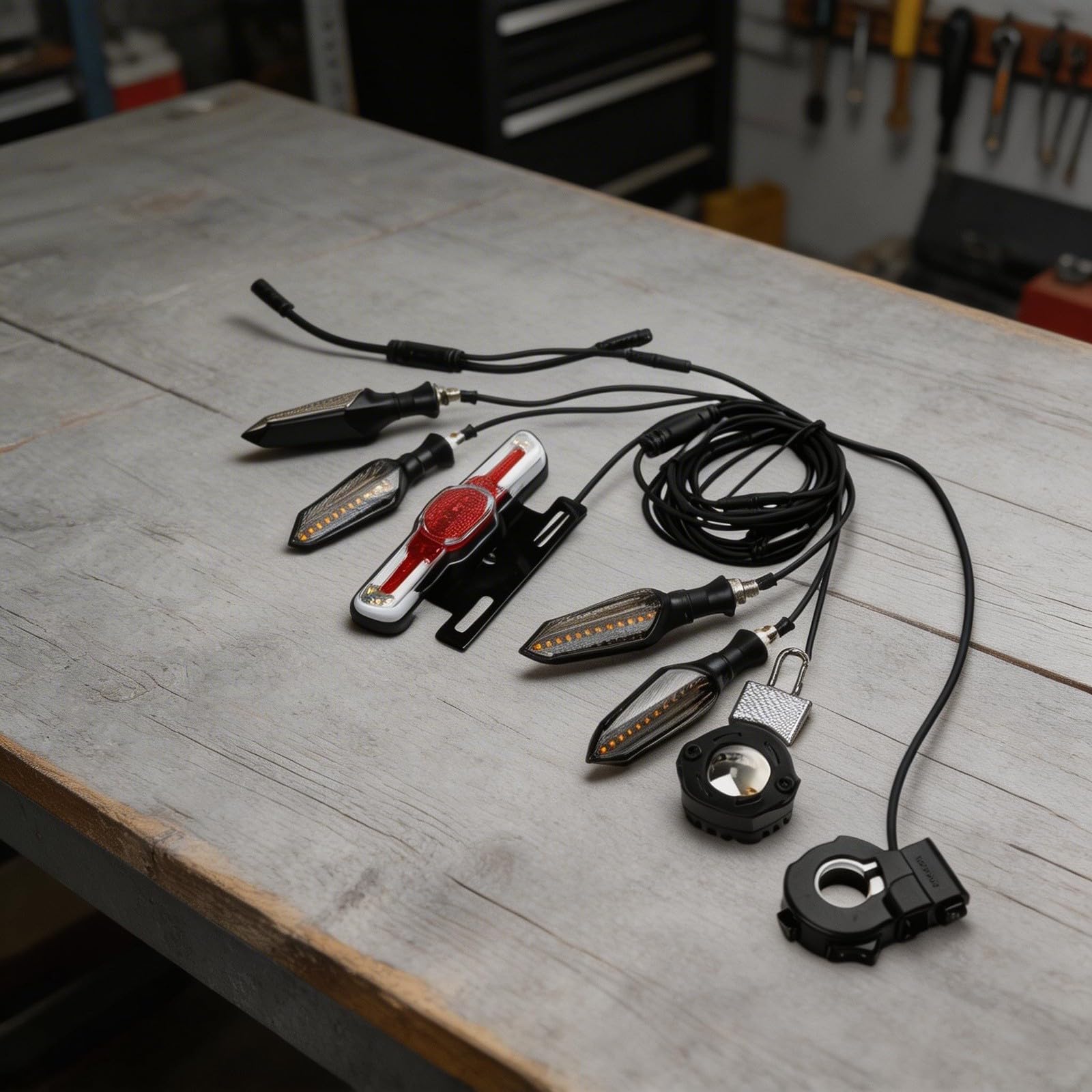 Kit de luces eléctricas para bicicleta eléctrica de 36 V-72 V, luz trasera, intermitentes, sistema de iluminación para bicicleta eléctrica con interruptor de control para bicicleta eléctrica, scooter