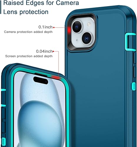Miniatura 3 de I-HONVA Funda para iPhone 15 a prueba de golpes, a prueba de polvo y caídas, 3 capas de protección de cuerpo completo sin protector de pantalla,