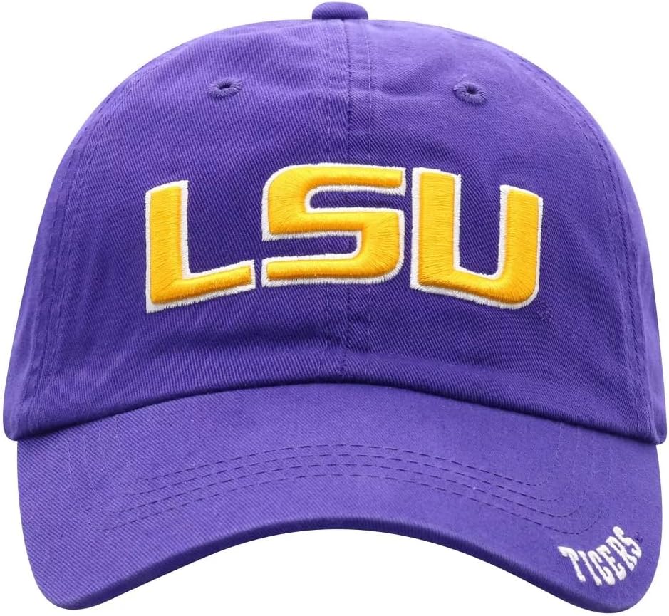 Officially Licensed LSU University Classic Edition Hat Adjustable Relaxed Fit Tigers Team Logo Embroidered Cap (Purple)