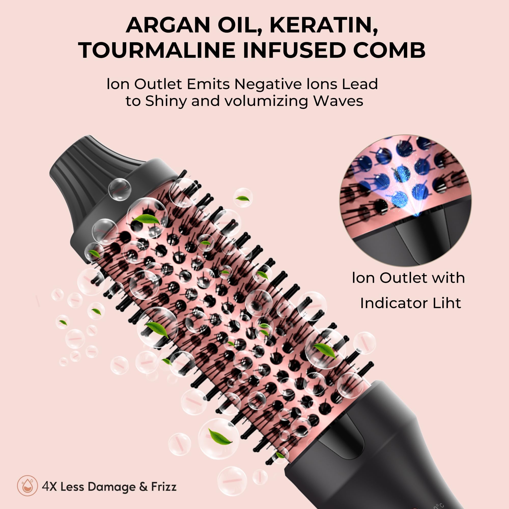 Thermal Brush Wärmebürste 38mm, Thermobürste Rundbürste 120-200℃, Heat Brush Double Spannung Erhöhen Sie das Haarvolumen, Verwendet als Kamm, Glätteisen, Lockenstab, Leichte Kompakte Größe