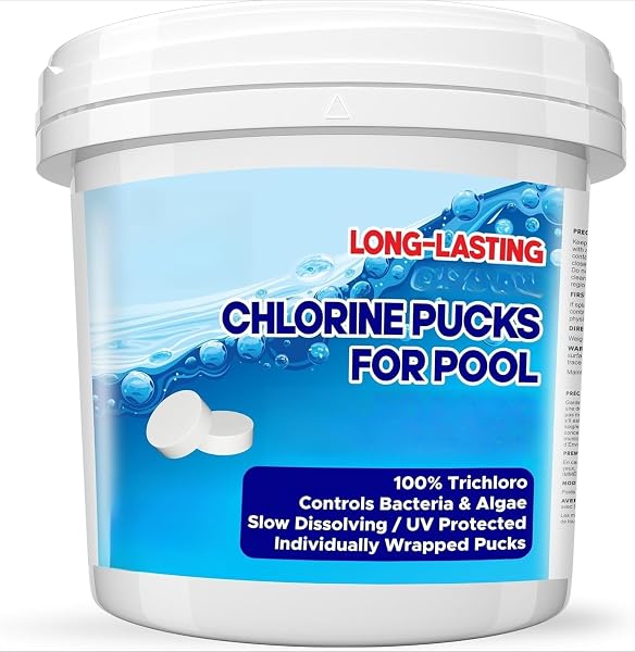 Swimming Pool Chlorine Pucks, 1/2LB Stabilized Slow Dissolving Chlorine Pucks for Pool, UV Protected 100% Trichloro Sanitizer for Crystal Clear Pool (1LB) - 1