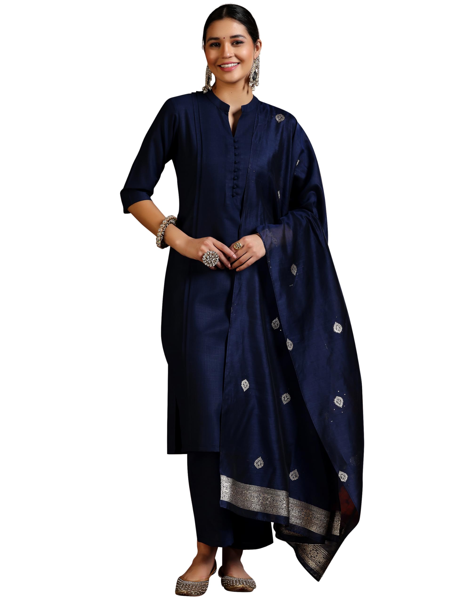 Libas Women's Blue Kurta Set, Medium-X-Large