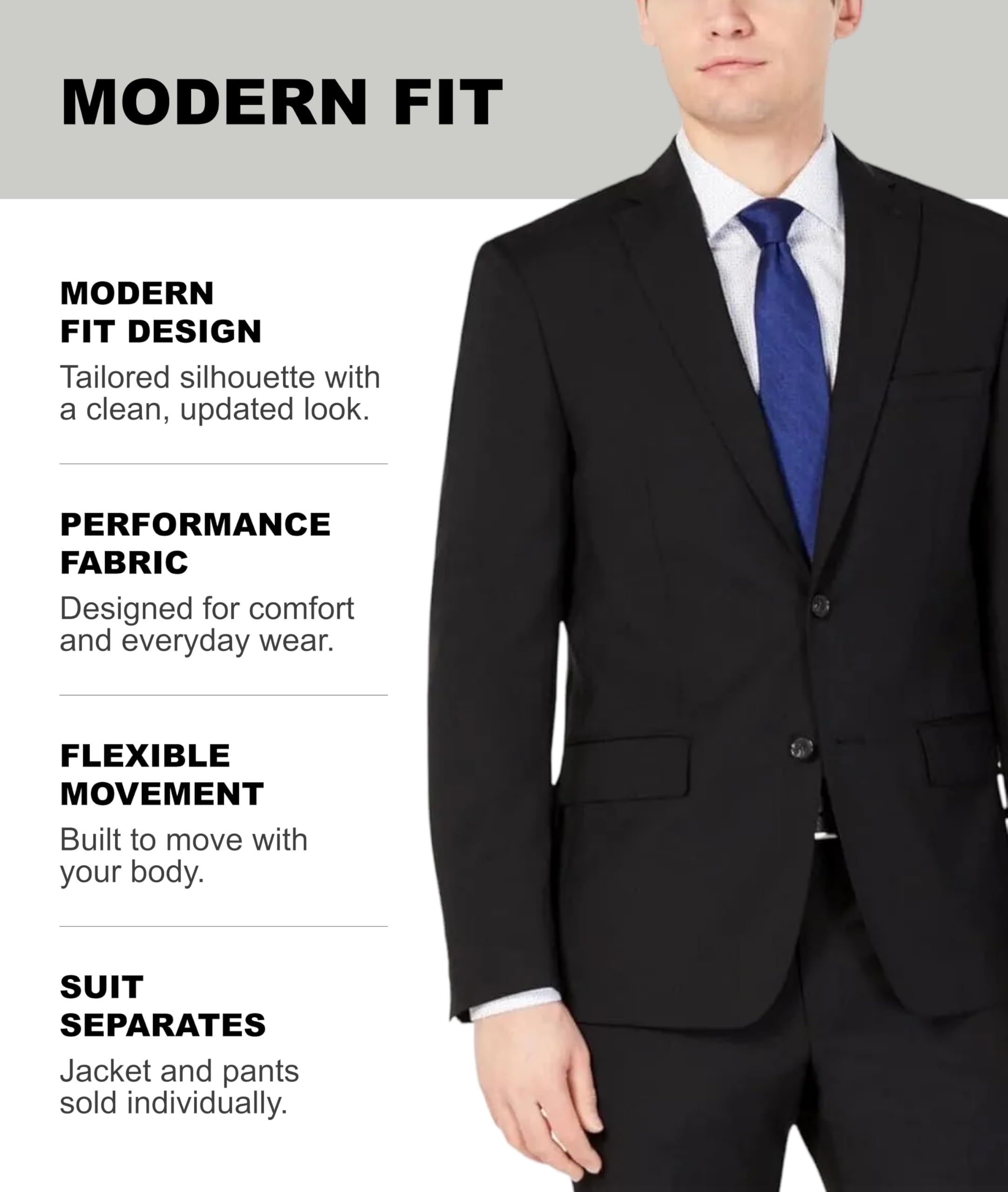 DKNY Ajuste Moderno, Traje de Alto Rendimiento por Separado Chaqueta de Traje de Negocios Hombre (Pack de 1)