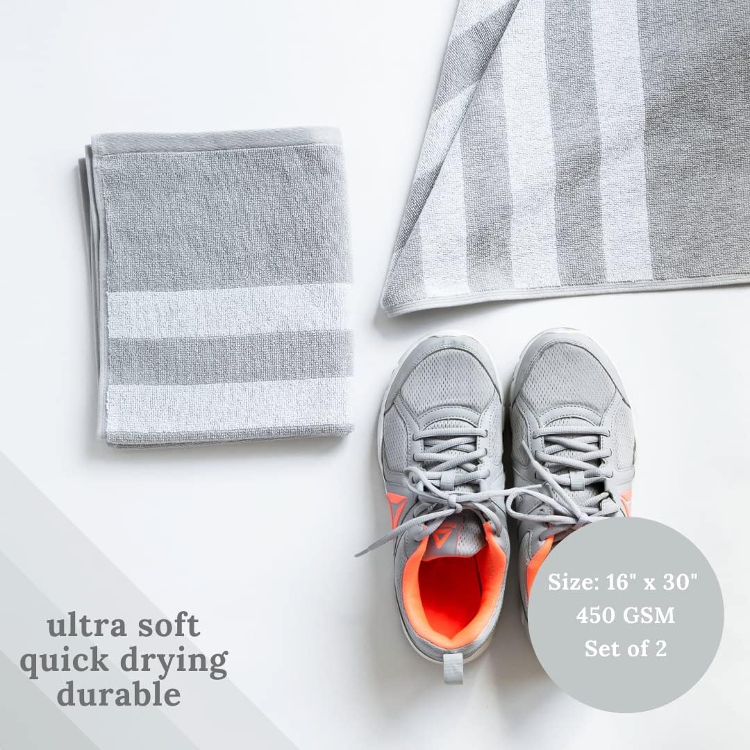 AONELAS Luzia - Asciugamani da allenamento a righe (confezione da 4), 100% cotone turco di alta qualità, leggero e super assorbente, per sport, allenamento, fitness, palestra, yoga, corsa e viaggi