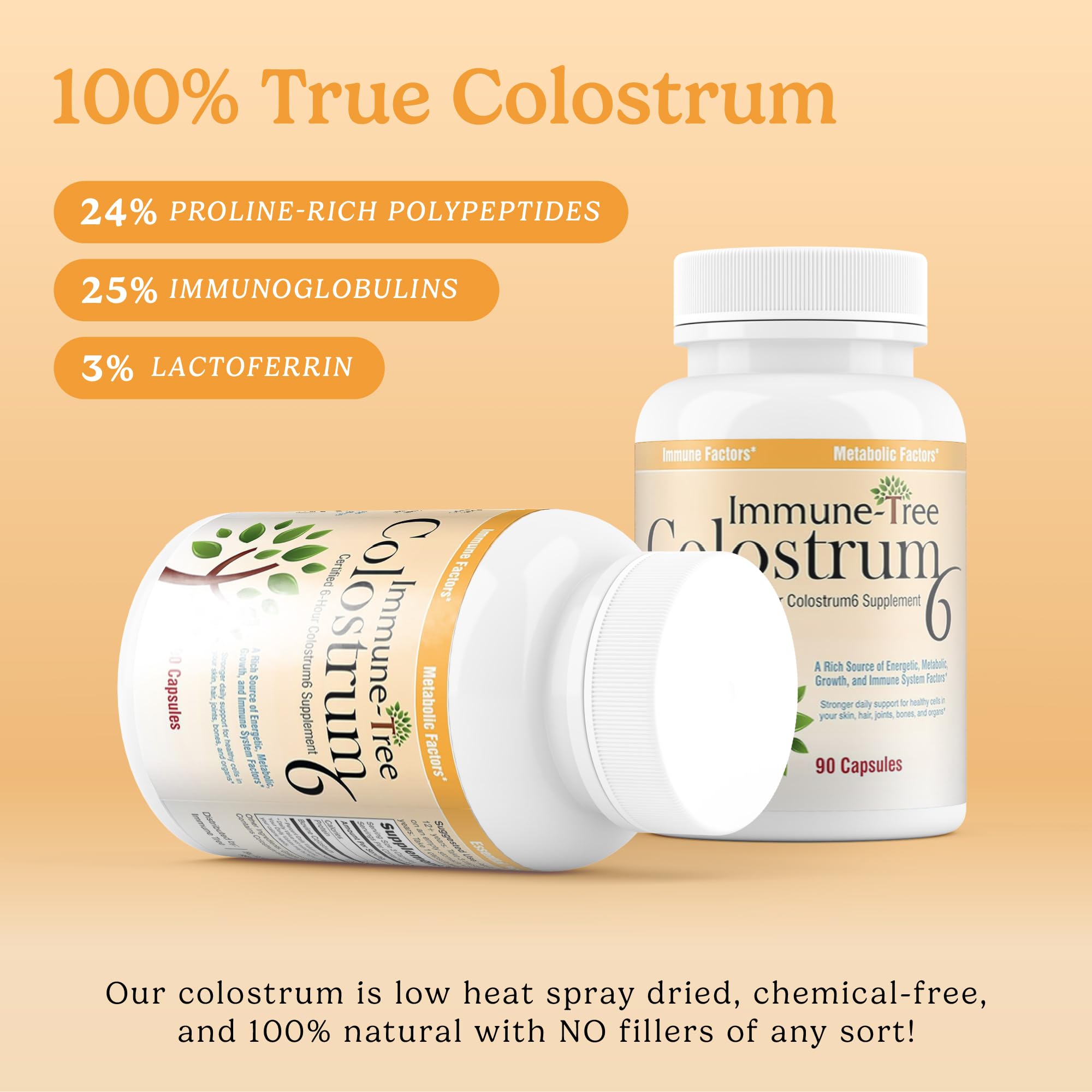 Grass-Fed Bovine Colostrum Capsules, Immune & Gut, 90 Count