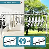 Vista 4 de JAUREE Estante de secado de ropa de 79 pulgadas, estante de secado plegable para interiores y exteriores, estante de lavandería de acero inoxidable