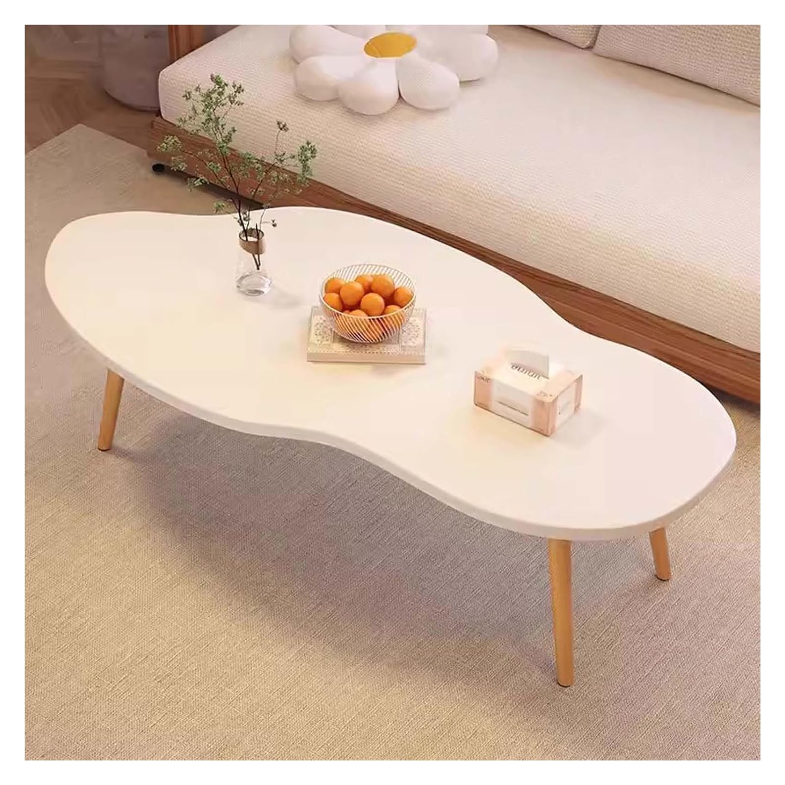 Petite table basse bois blanc 31x16x12 table centrale robuste salon petit espace