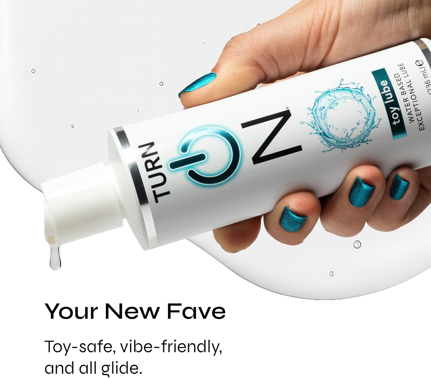 Turn On Toy-Friendly Water-Based Personal Lubricant | Clean, Gentle & Non-Sticky Formula, Glycerin-Free, Safe for All Toys, 32 fl oz