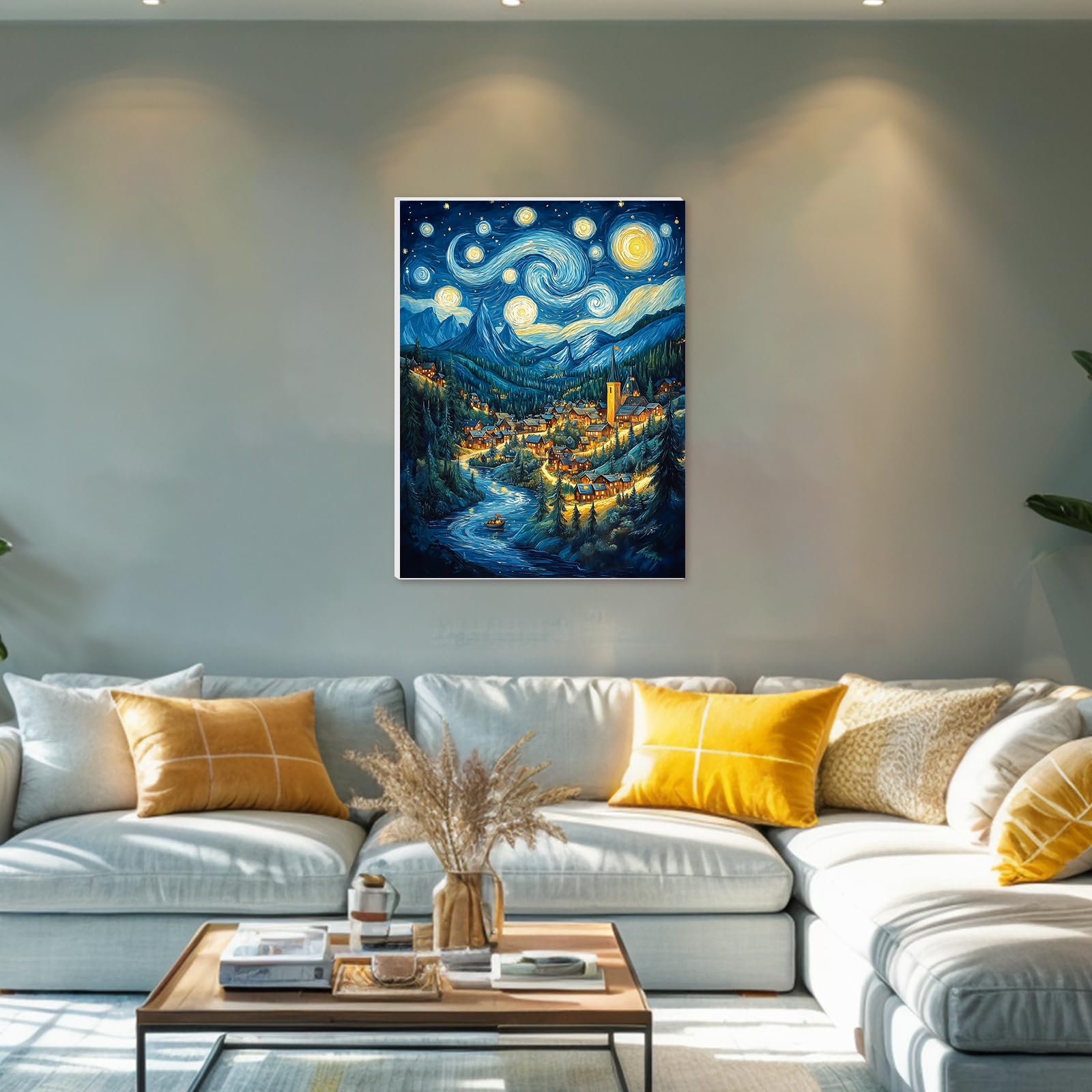 Kit Pintar Por Números Adultos ‘Yin Yang Luna’ – Lienzo Enmarcado 30x30cm Con Pinceles Y Pinturas Acrílicas