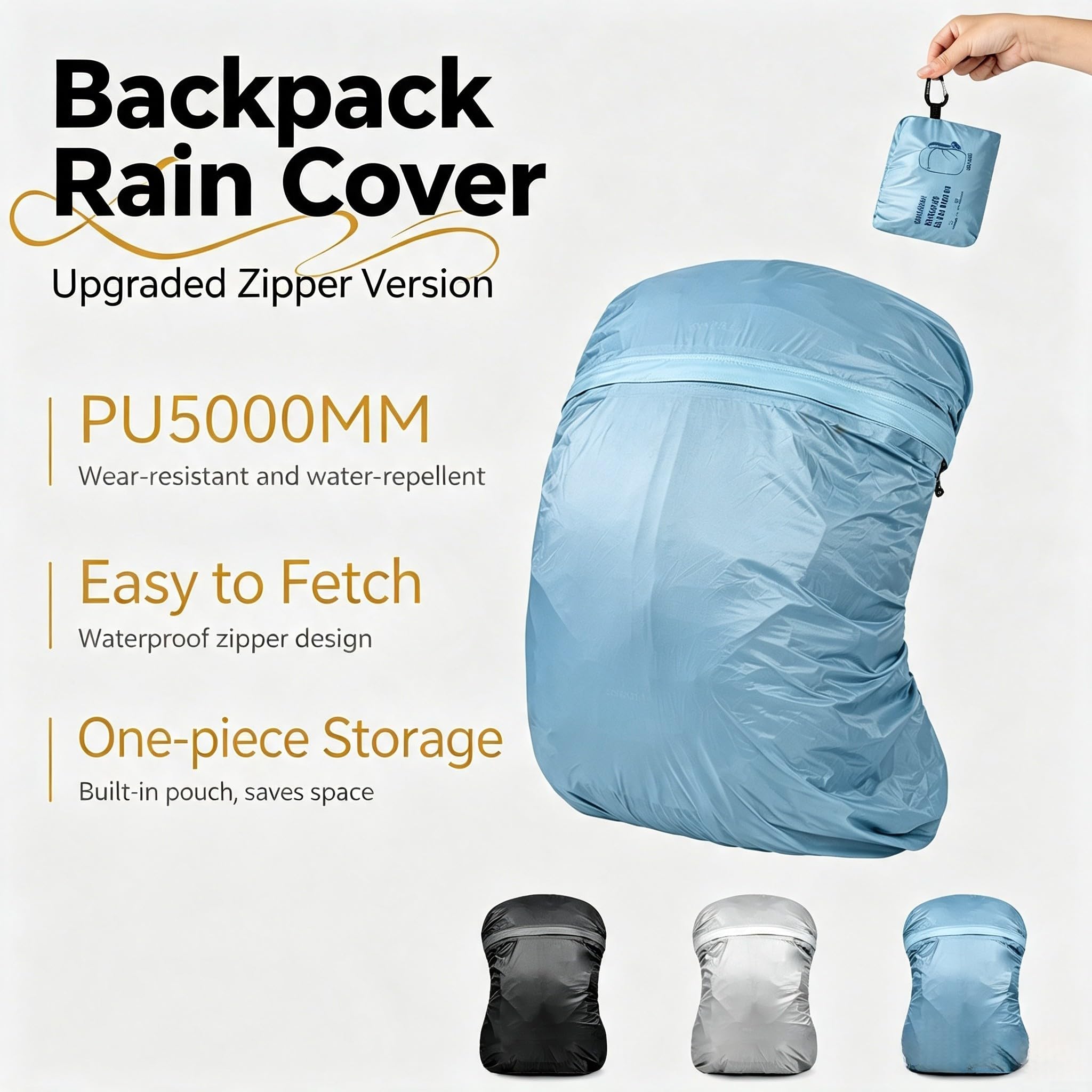 Cubre Mochila Impermeable 20D Nylon Lluvia Cubre Mochila Impermeable(Gray)