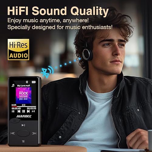 Miniatura 7 de Reproductor Mp3 de 64 GB con sonido Bluetooth 5.3 HiFi, reproductor de MP3 con radio FM, mini reproductor de música para niños y adultos,