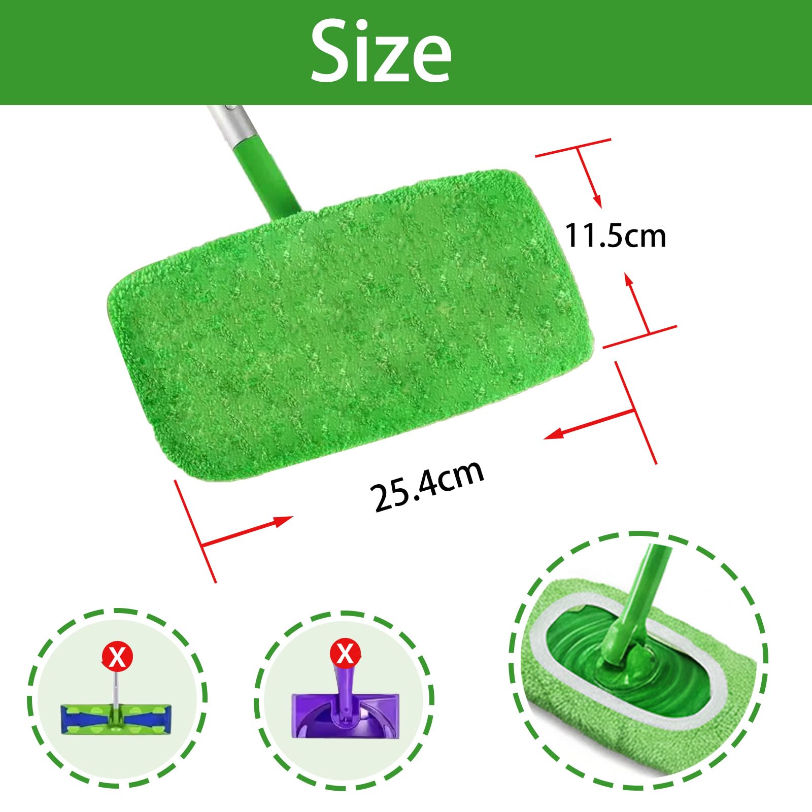 20 Piezas Mopa Repuesto Kit Mopa Forro Polar Coral Repuesto Kit 25.4x11.5cm Reutilizables Repuestos Mopas Lavables y Reutilizables para Limpiar Suelos Duros de Madera-Verde