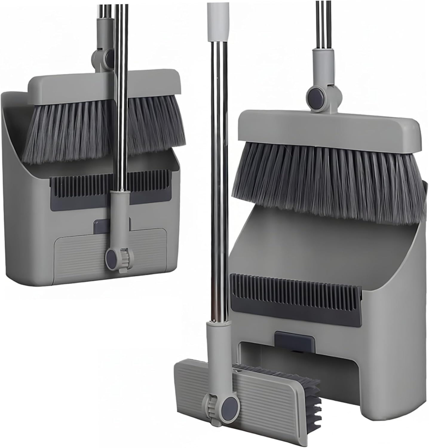 Broom Dustpan with Long Handle, 3-in-1 90° Stand up Heavy Duty Dust Pan and Broom Set 180° Rotation for Indoor & Outdoor Sweeping Home..