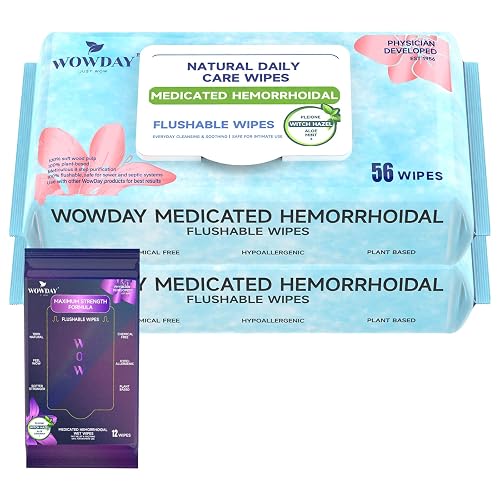 Flushable Hemorrhoid Wipes | Medicated Witch Hazel Wipes Ph Balanced
