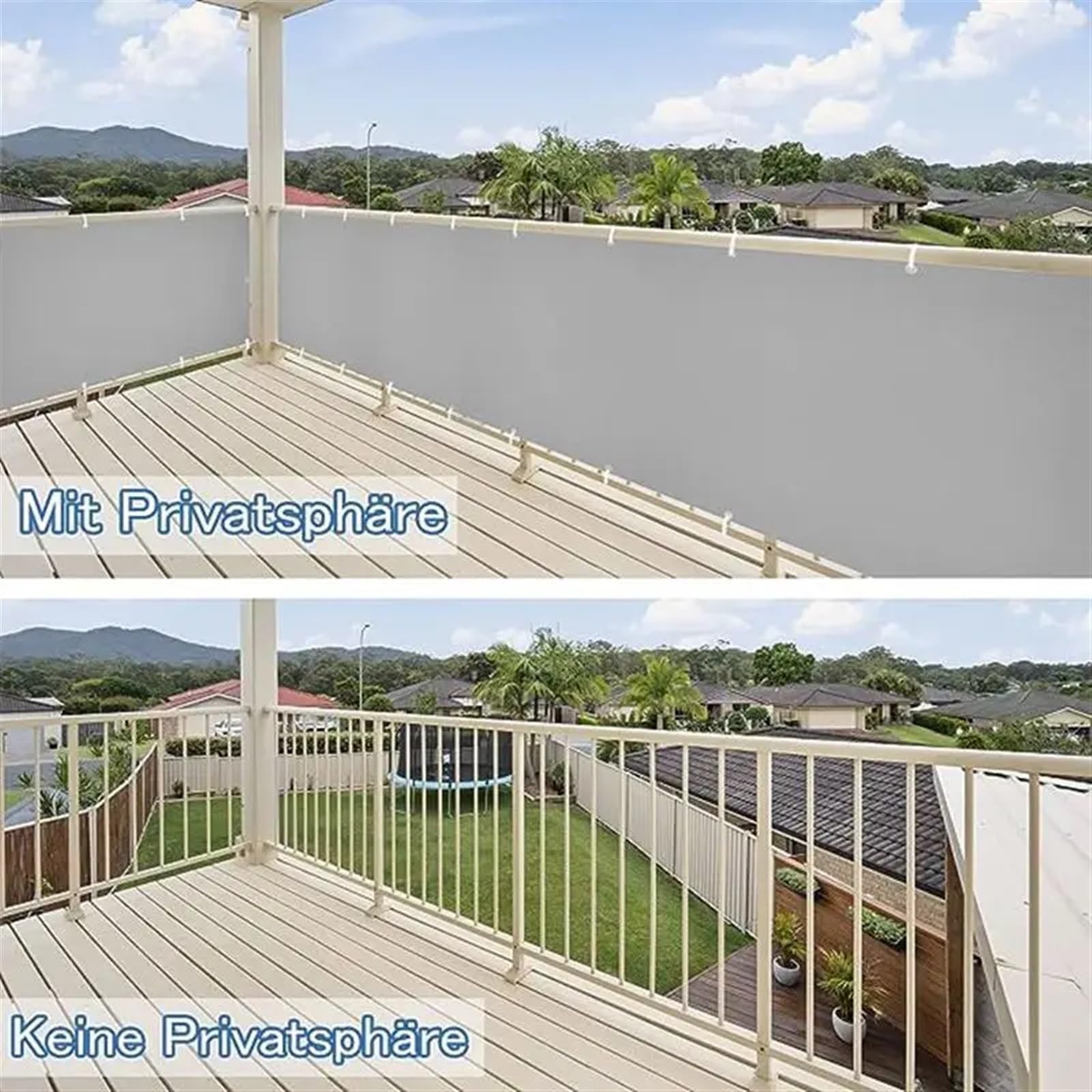 frangivista balcone Recinzione impermeabile Vela Ringhiera for balcone Schermata for la privacy Antipioggia Anti-UV for terrazza Tessuto barriera antivento Panno parasole(Beige - 50CM,0.9x6m)