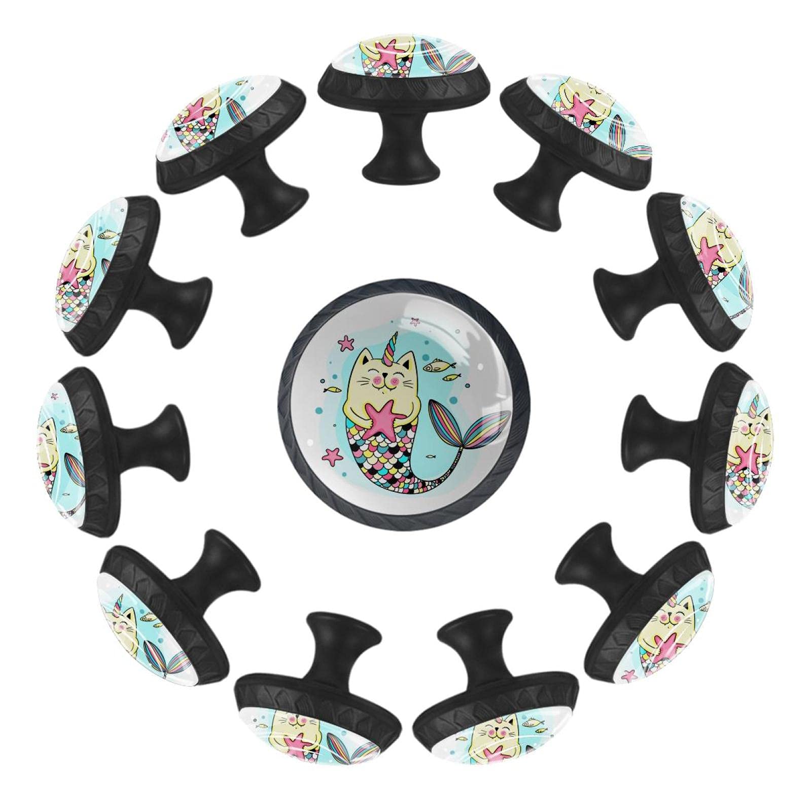 Boutons de tiroir chat et étoile de mer poignées commode lot de 12
